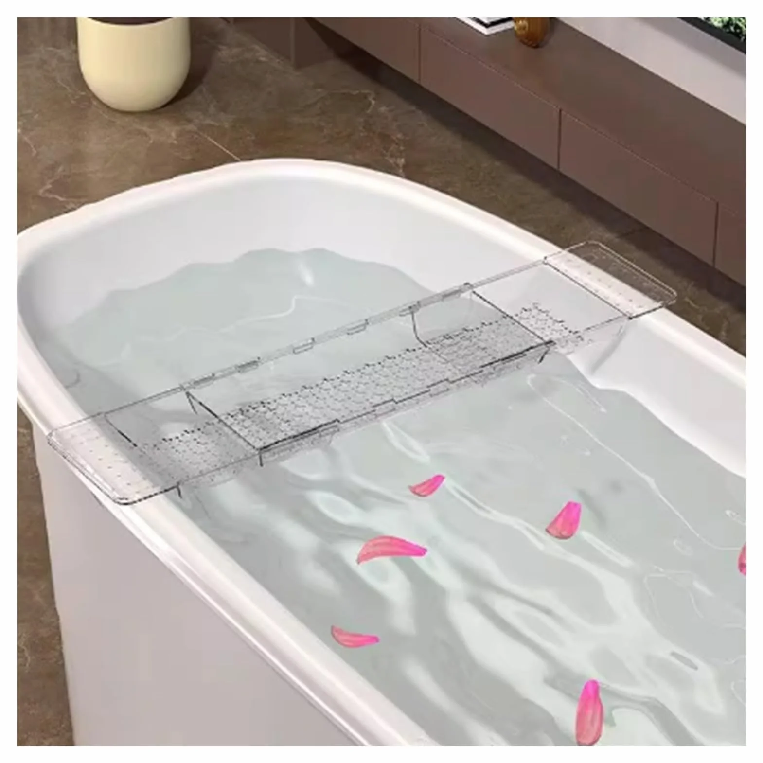 Bandeja de baño de plástico expandible para bañera, accesorio ideal para el nuevo hogar, día de la madre, regalos de cumpleaños para mamá, experiencia relajante de spa