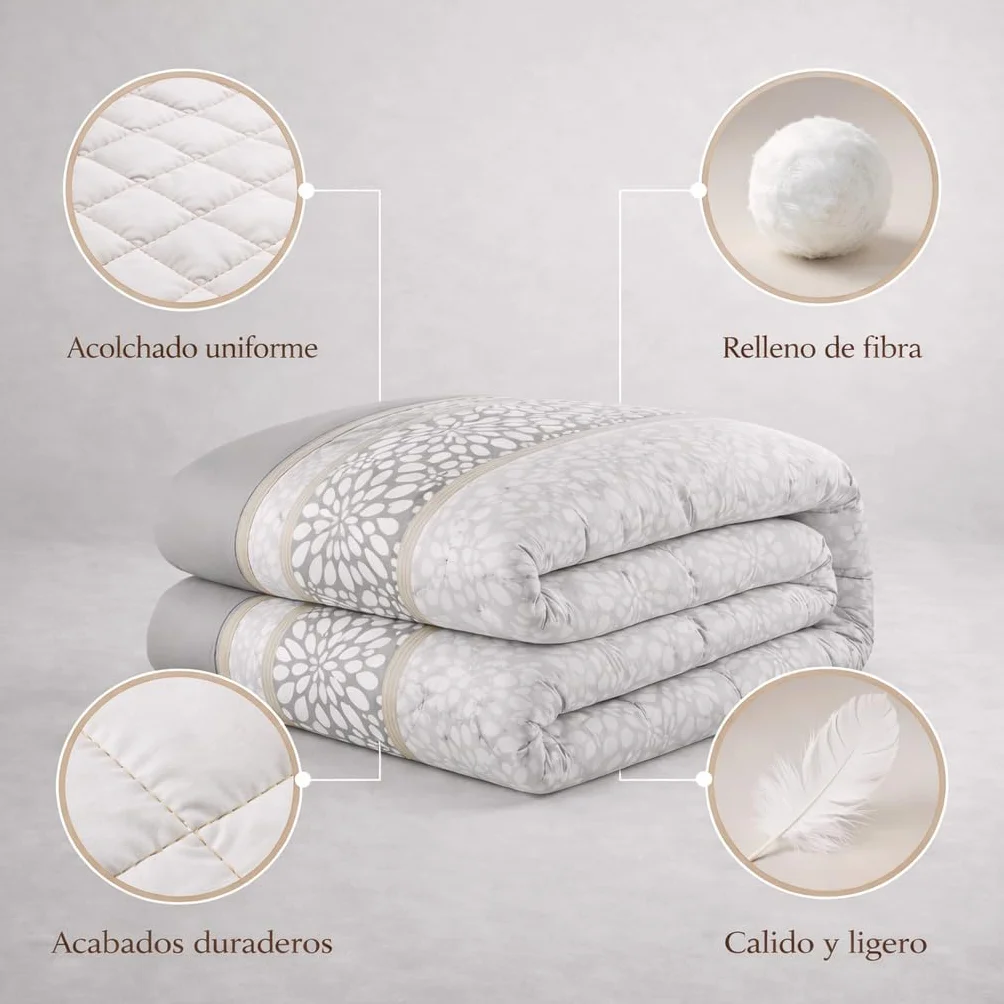 Rufino Díaz Edredón Invierno Reversible 350g Estampado Naray (Marrón - 150 cm) - Otoño/Invierno - Suave y cálido para tu Descanso