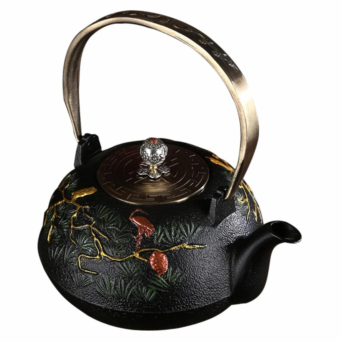 Tetera de Té Retro con Filtro Y Escala Tetera de Hierro Fundido Hecha a Mano para Té de Hojas Sueltas