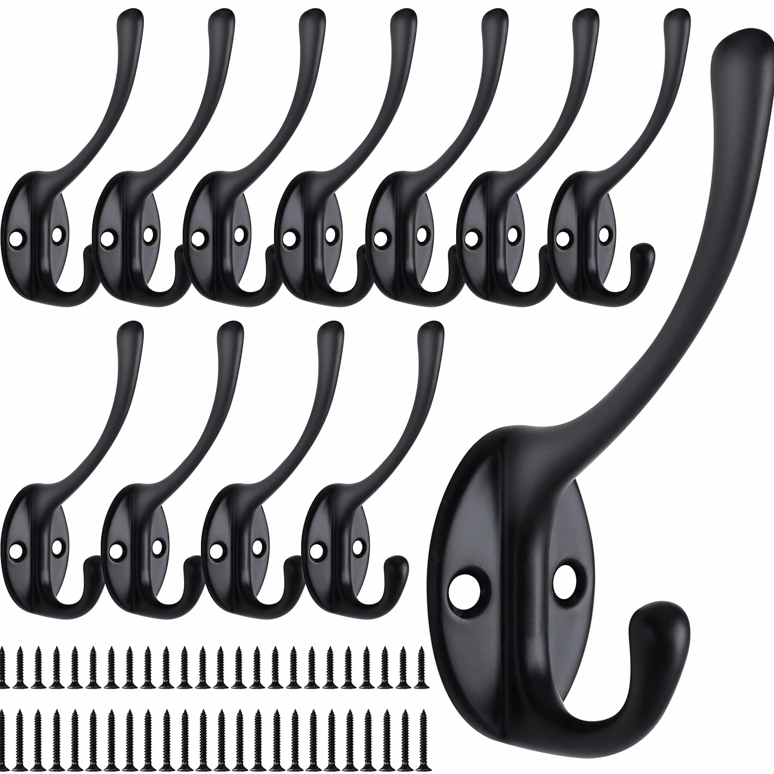 JatilEr 12 Piezas Percha Pared Ganchos Metal Colgadores Pared Dobles Ganchos Colgar Ropa Negro