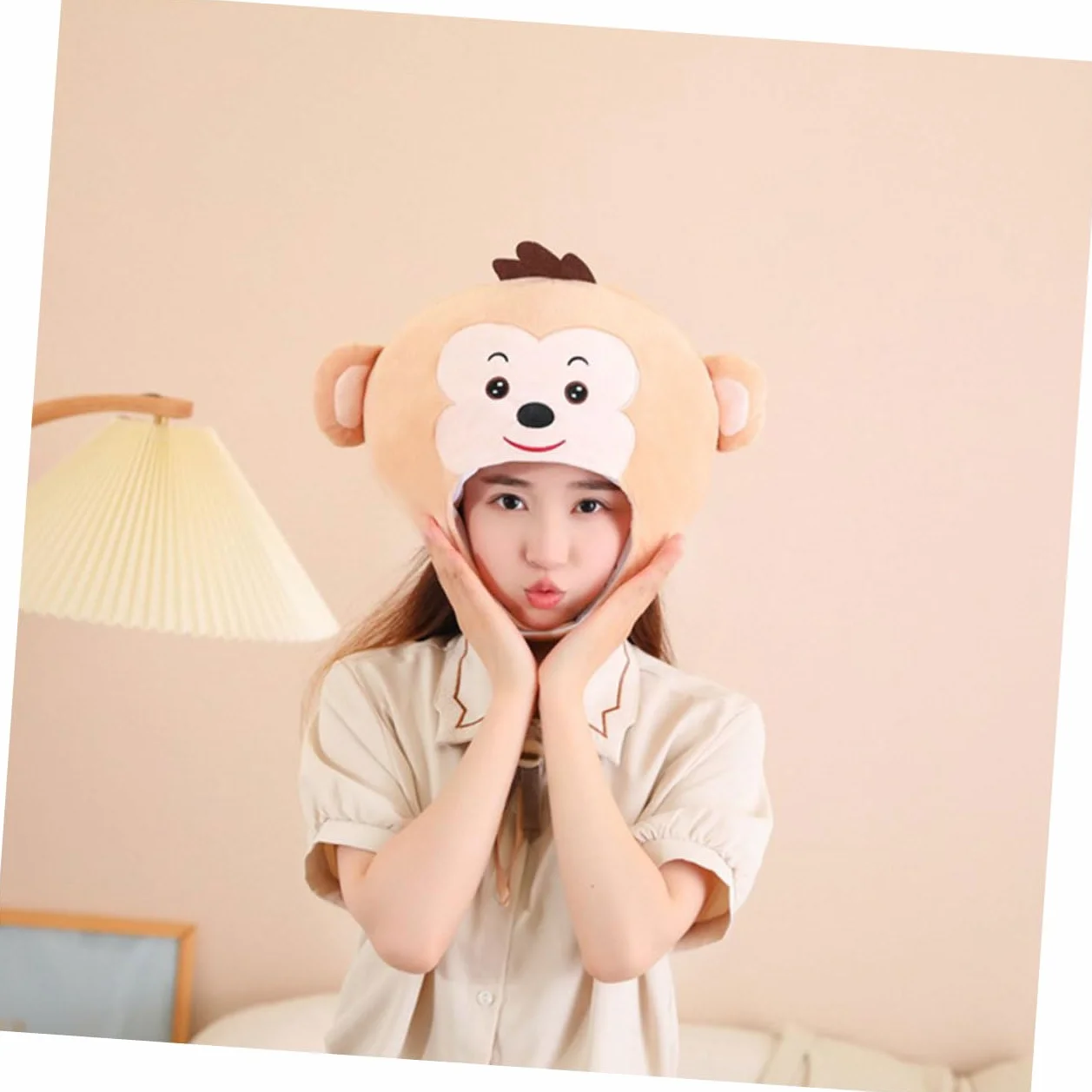 Cabilock Sombrero De Peluche Cabeza De Mono Accesorio Divertido Para Cosplay Fiesta y Disfraz Sombrero De Para Eventos De Fiesta