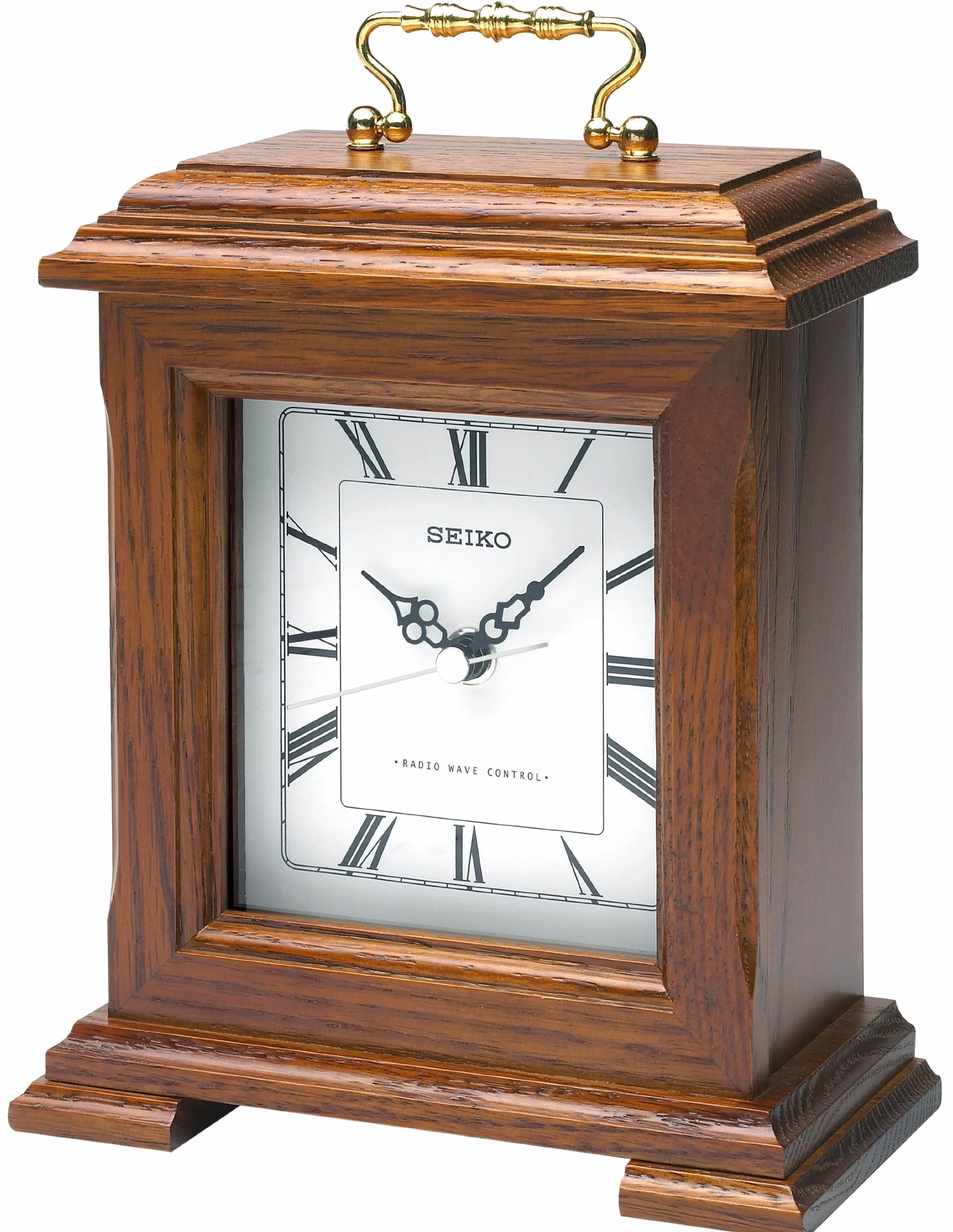 Seiko - Reloj de Mesa controlado por Radio, de Madera, plástico, marrón Oscuro, 28.3 x 23.2 x 14 cm