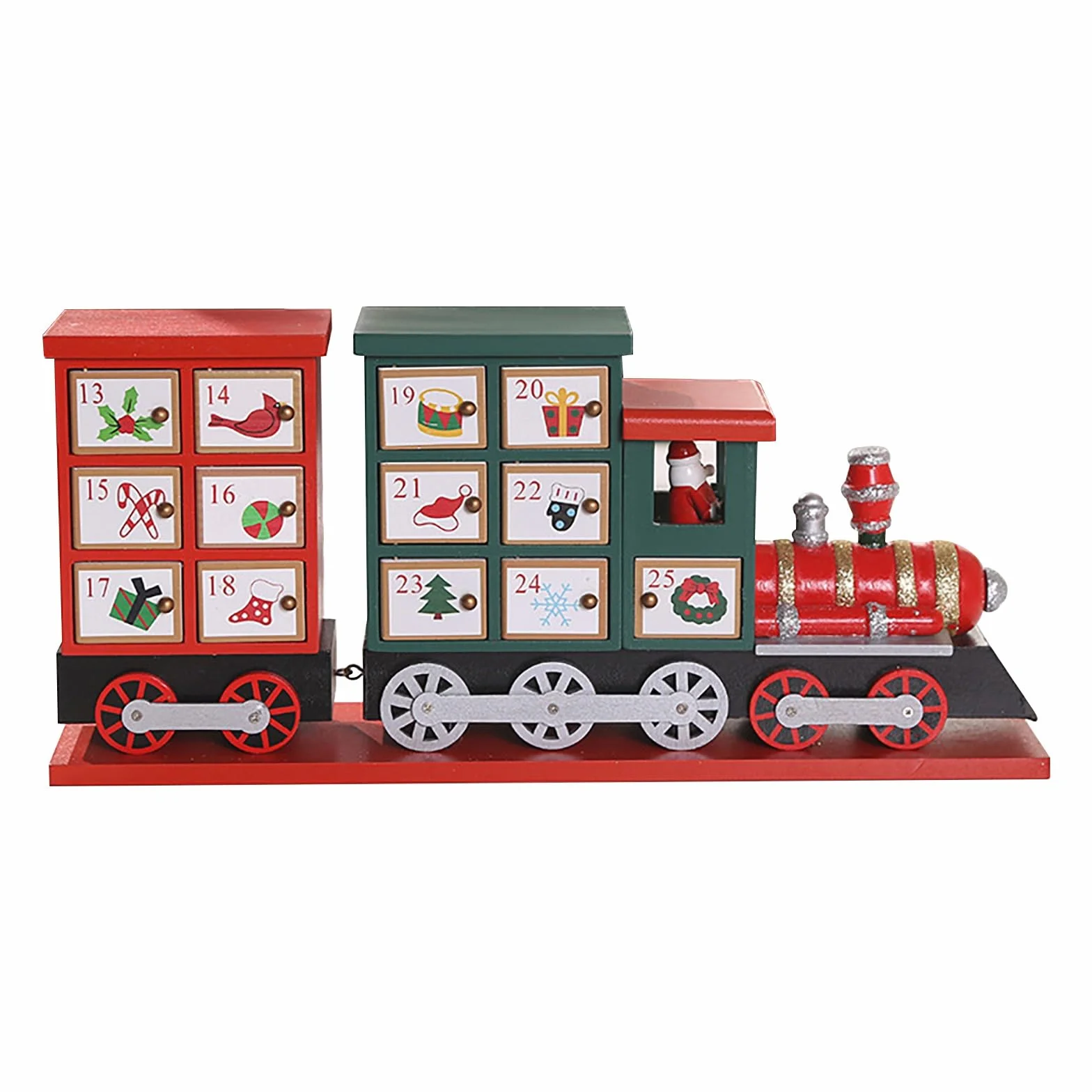 Calendario de Adviento de madera con 24 cajones para decoración de mesa (rojo, talla única)