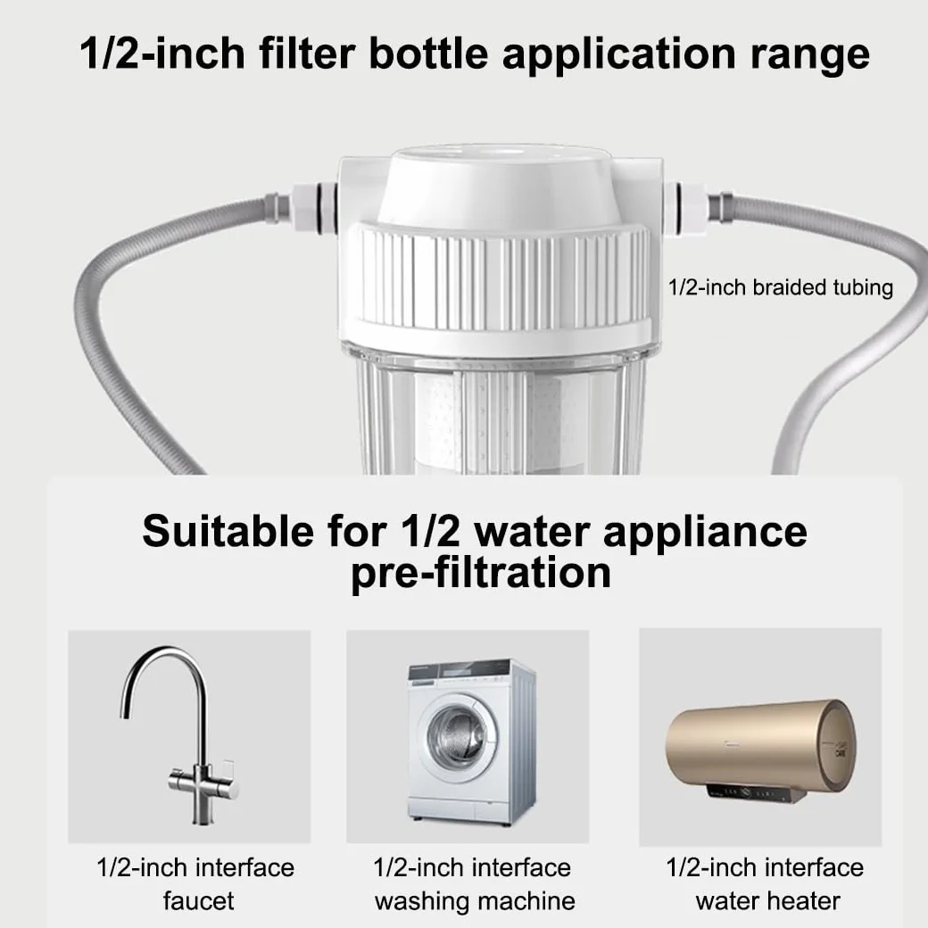 3 Carcasas Filtro Transparentes Compatibles 10" Con Cartuchos Membrana UF Fibra Hueca,0,01 Micras,conectores 1/2", Prefiltración Universal Sistemas Agua Residenciales