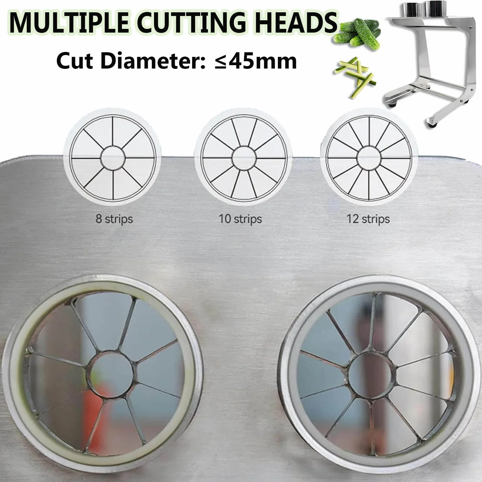 Cortador manual de verduras de acero inoxidable, 10 rebanadas por minuto con 45 mm de diámetro y cuchillas reemplazables, ideal para ensaladas, cocinar y preparar sushi