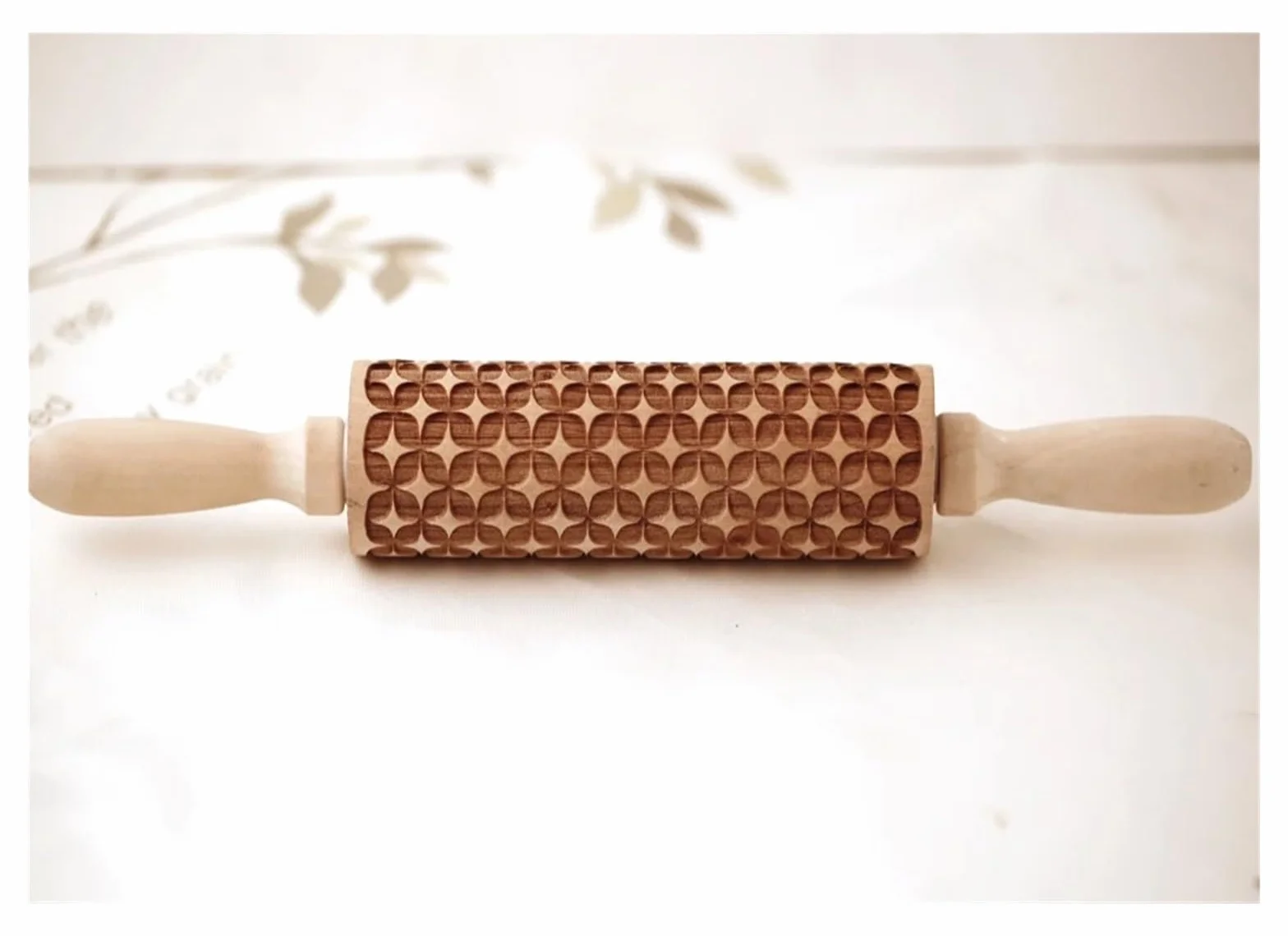 Rodillo de Madera con Grabado Profundo for Hornear, 35 x 4,5 cm, con Forma de Galletas en Relieve, Monedas Antiguas, 3D Rodillo para Masa Madera