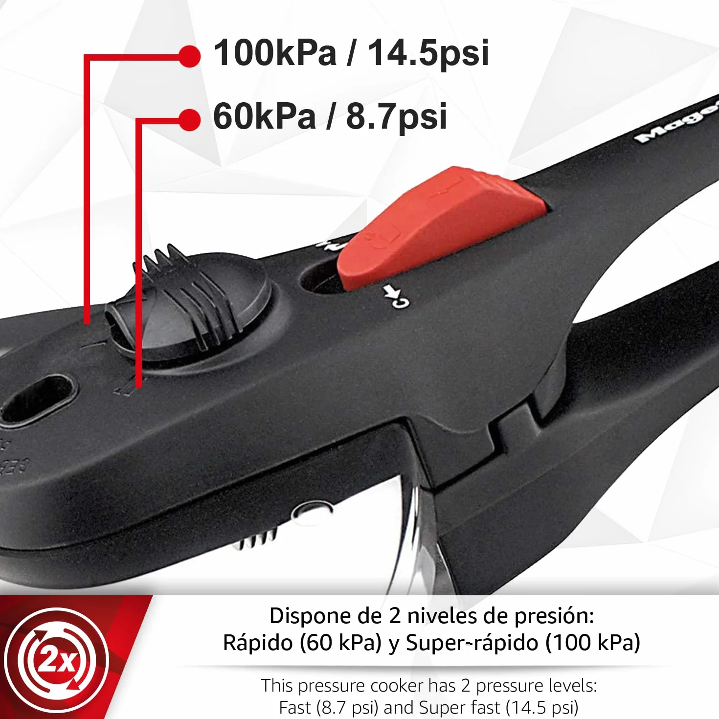 Magefesa Practika Plus - Set de Ollas Express Rápidas 4 + 6L, Acero Inoxidable 18/10, Sensor de Presión, Inducción, Cocina Sana, Cierre Seguro