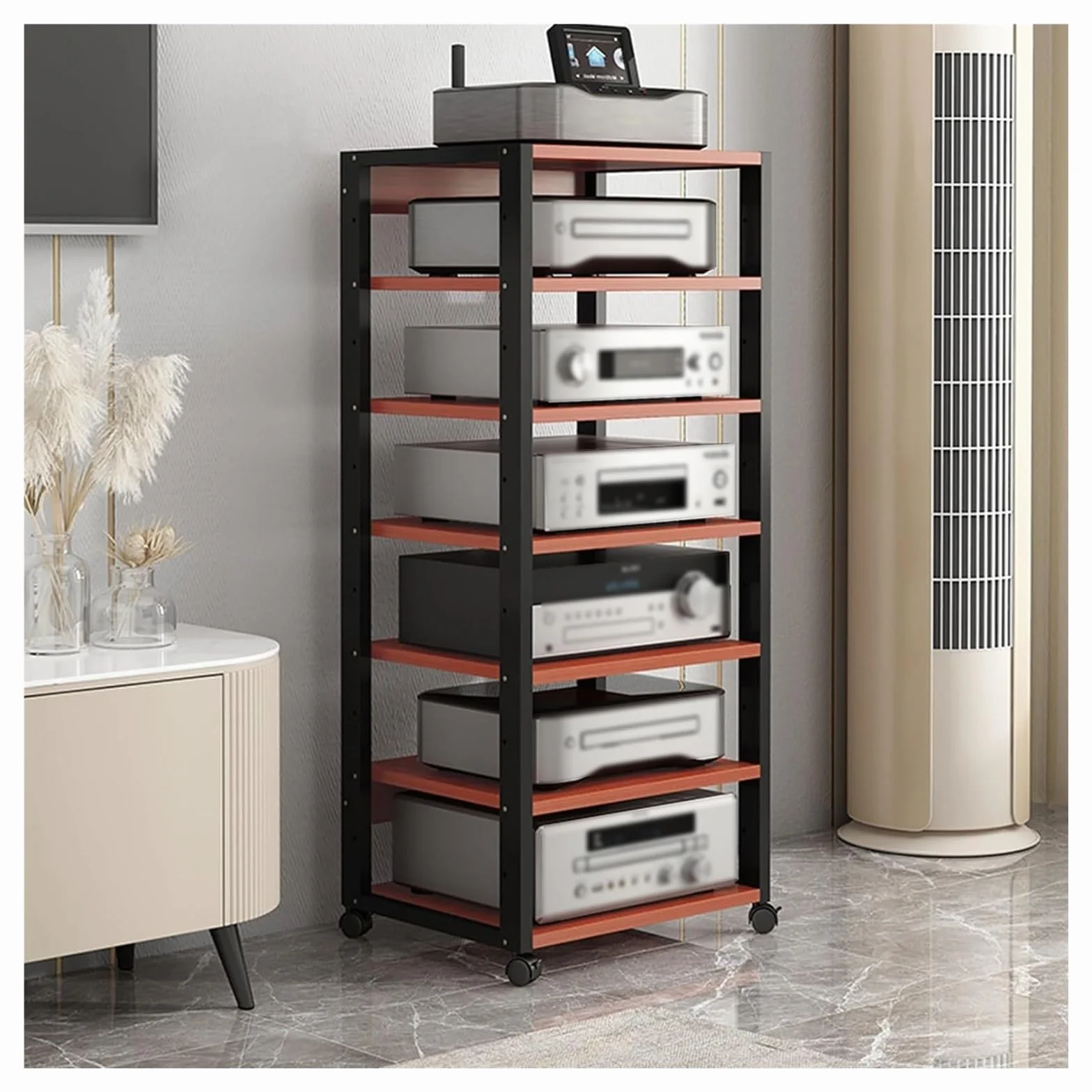 mueble equipo hifi Soporte For Equipos De Sonido Estéreo De 4, 5, 6 Y 7 Niveles, Torre De Vídeo For Cocina, Cine En Casa, Oficina, Unidad De Almacenamiento For Tocadiscos, Consola De Juegos, Estante C