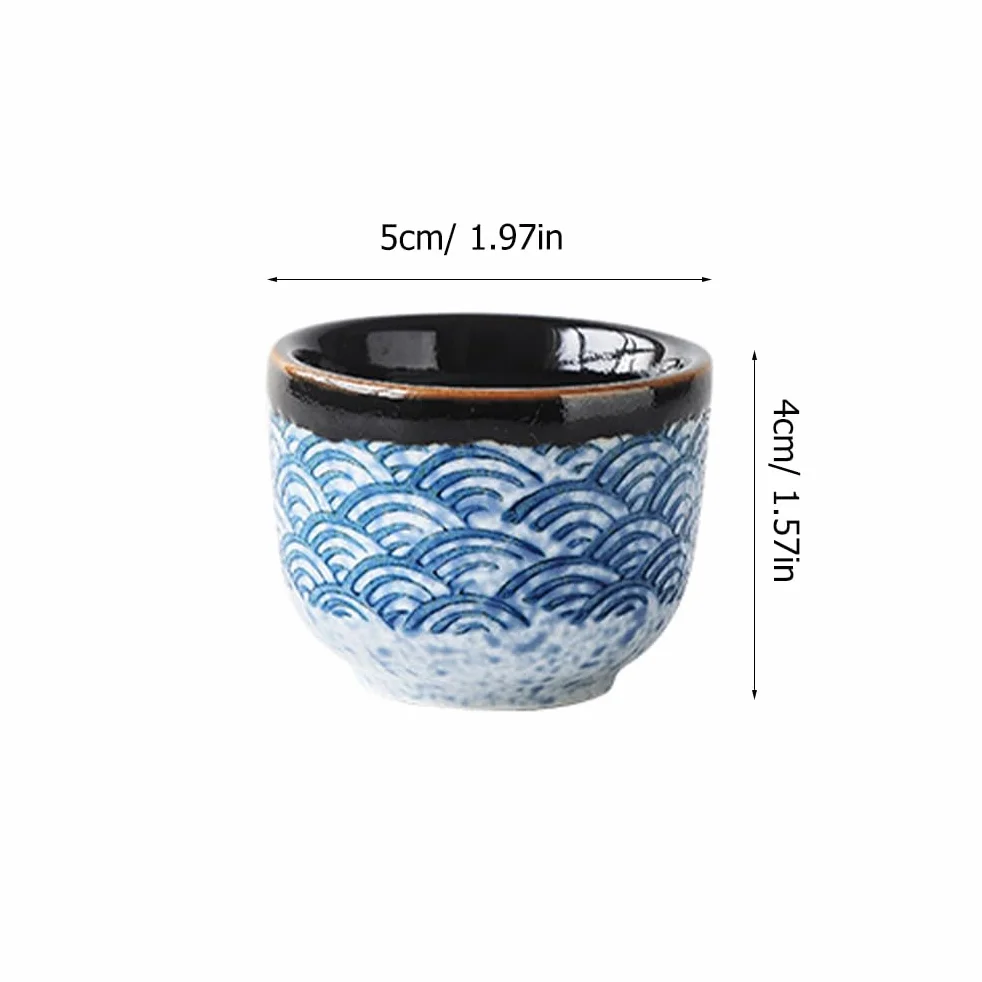 DOITOOL Vasos de cerámica para sake, 2 unidades, estilo japonés tradicional, taza de té Kung Fu para servir sake para el hogar, sala de té, pub