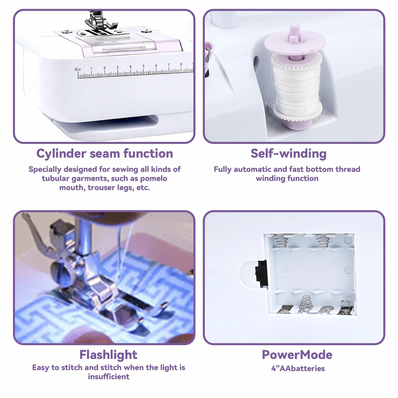Máquina de coser eléctrica púrpura con mesa de extensión, juego de 11 prensatelas y kit de costura de 97 piezas, pedal de 2 velocidades, ideal para principiantes, adultos, niños, uso doméstico