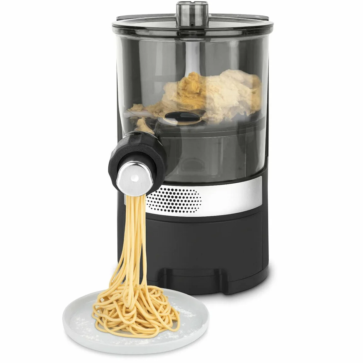 H.Koenig Pasta Maker HOMY90, 600g pasta, 375ml agua, 6 programas automáticos sin gluten, 7 moldes para pasta, balanza integrada, 220W