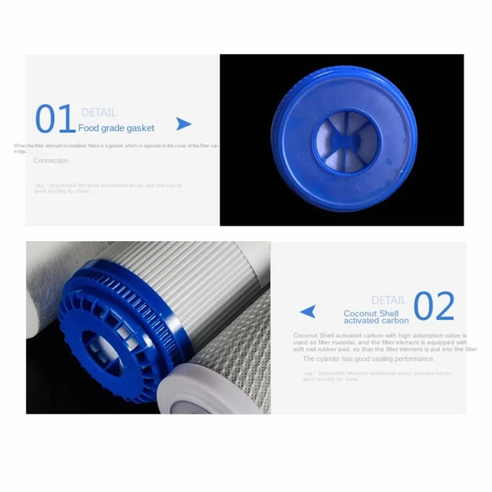 Piezas granulares del purificador del agua del filtro del carbono de la cáscara de coco de 10 pulgadas UDF | Accesorios Filtro de máquina de agua pura(2pcs)