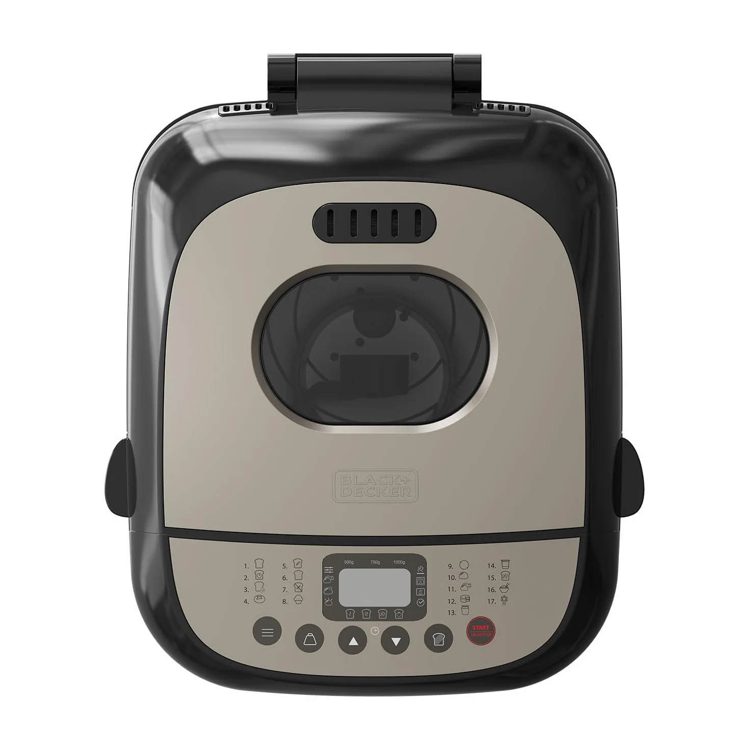 BLACK+DECKER BXBM600E - Panificadora | 600W | Capacidad 500g, 750g y 1kg | 17 Programas para Pan, Yogur, Bizcochos y Mermeladas | Programable 15h | Cubeta Extraíble