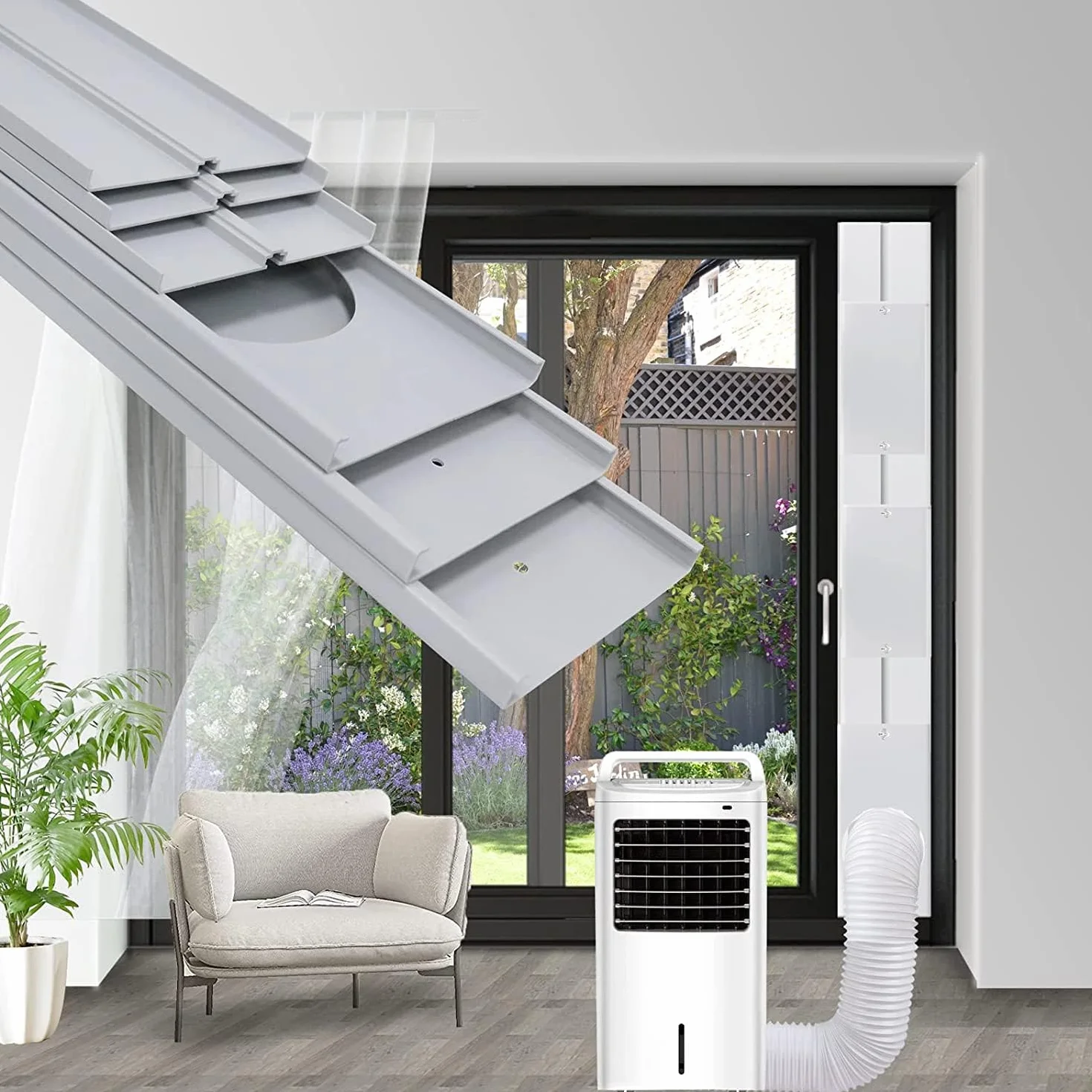 Kit Ventana Aire Acondicionado Portátil, Placas Sellado Tubo 5" 5,9" Adaptador 15cm 43-229cm