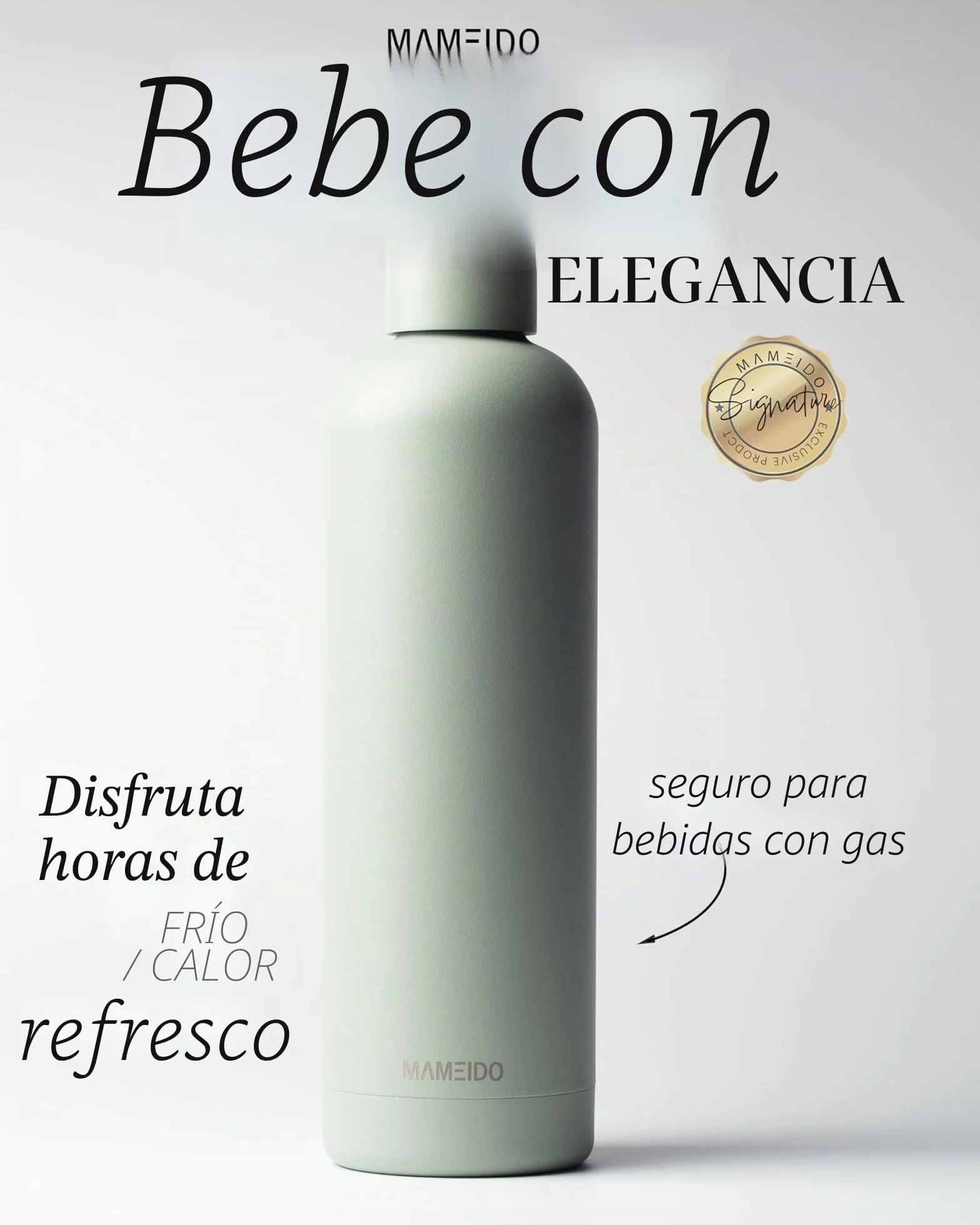 MAMEIDO Botella termica 1 litro acero inoxidable sin BPA antigoteo para bebidas frias y calientes Desert Sage