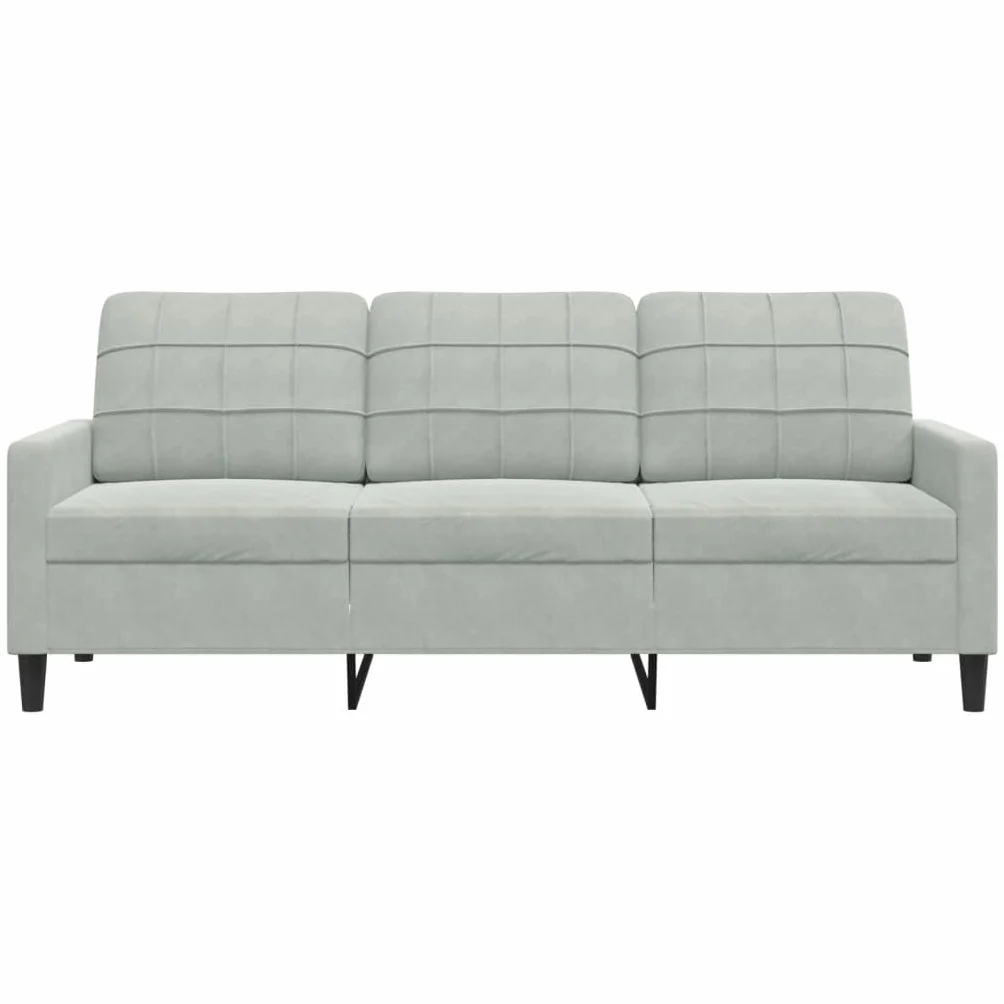 Sofá de 3 plazas Terciopelo Gris Claro 180 cm, sofá de Terciopelo,sofá para 3 Personas