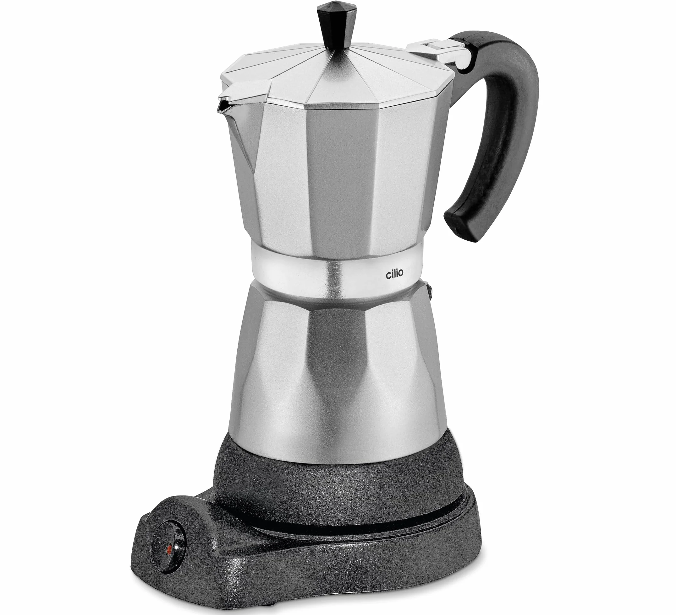 Cilio 273700 Classico - Cafetera eléctrica (6 tazas), diseño de cafetera italiana, color plateado y negro
