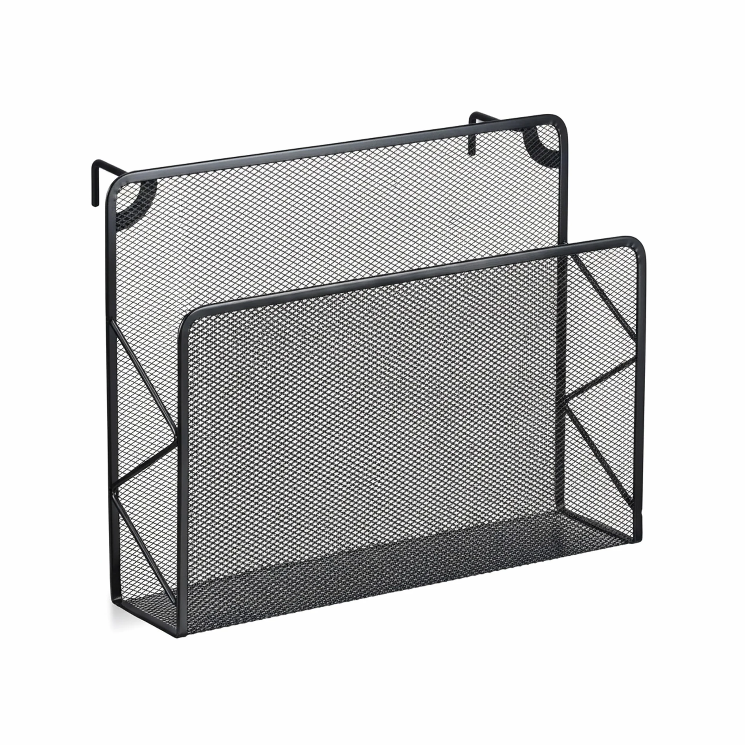 Relaxdays Revistero de Pared 28x35,5x10 cm Metal Negro Organizador Periódicos