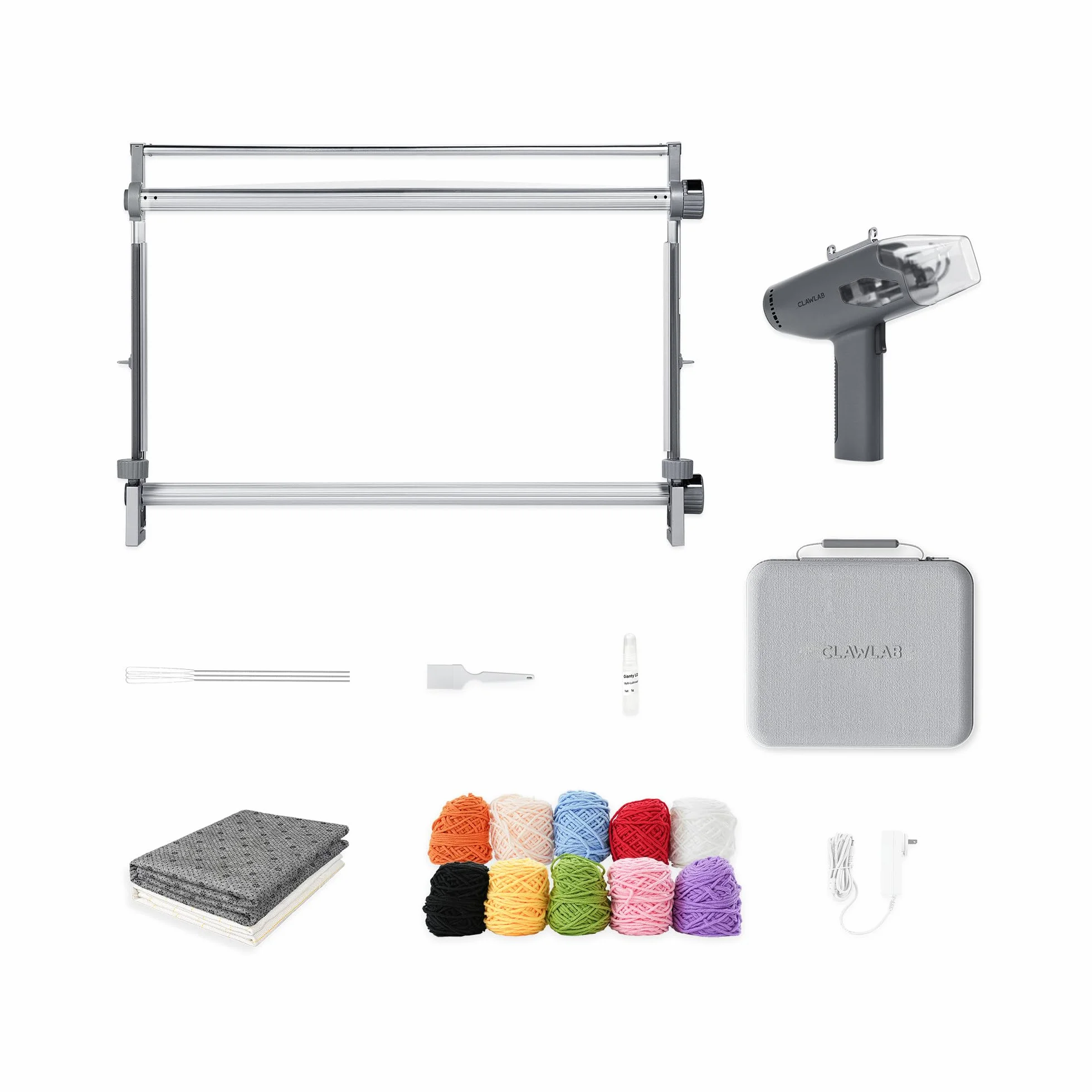 Tufting Kits H1 (Gray) - Marco de tufting - Pistola de tufting - Kit completo - Pistola Tufting - Máquina para hacer alfombras - Tela Tufting & Punch Needle - Kit de arranque