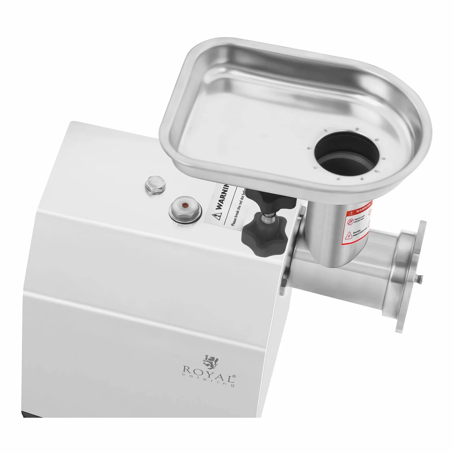 Royal Catering RCFW 70-600ECO Picadora de Carne Eléctrica Profesional (70 kg/h, 600 W, Marcha Retrógrada, Orificios de 5/7 mm, Acero Inoxidable) ECO