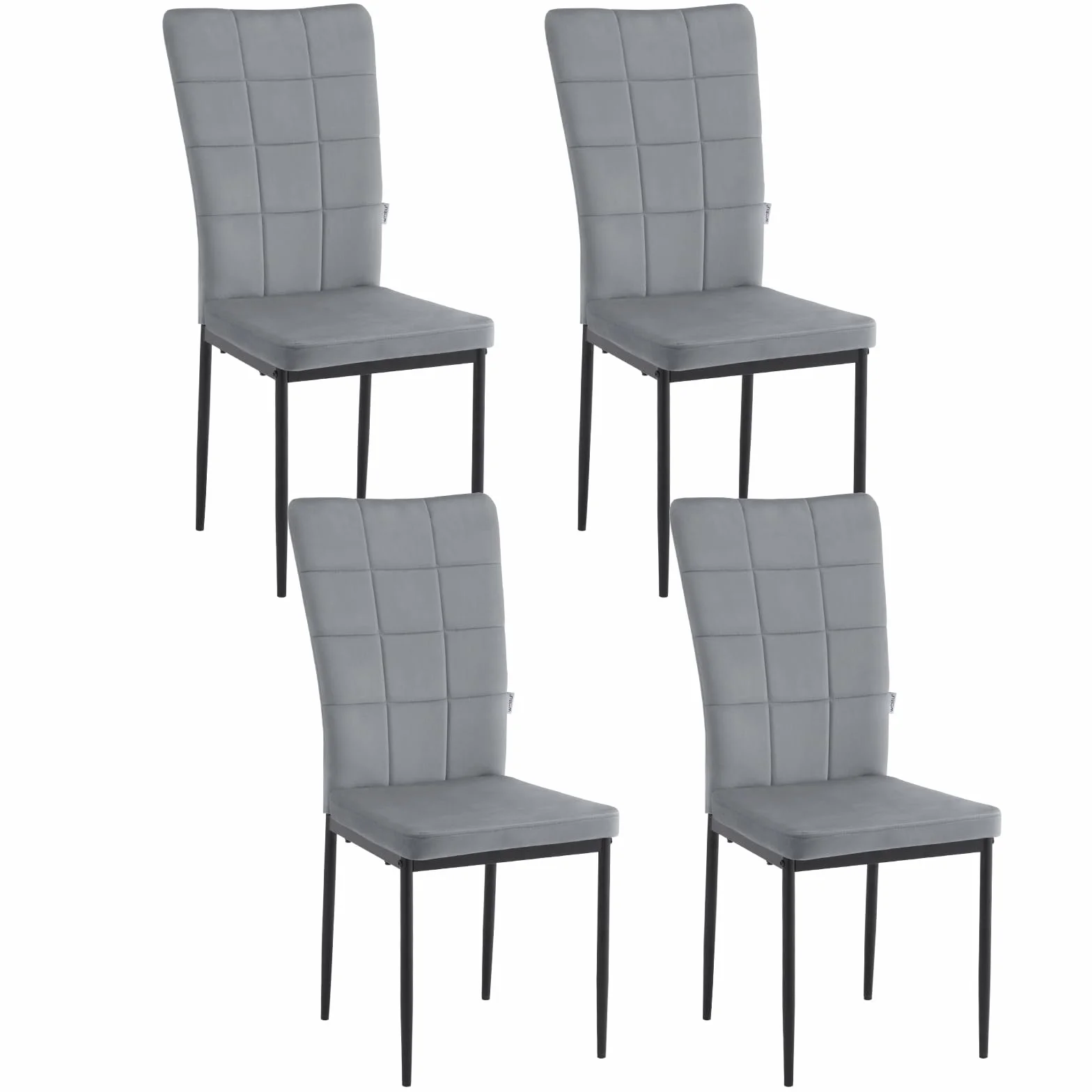 WOLTU Juego de 4 Sillas Comedor,Terciopelo,Gris Oscuro | Respaldo Alto, Sillon Moderno, Sillas Ergonómicas con Patas de Metal para Comedor, Dormitorio, Salón
