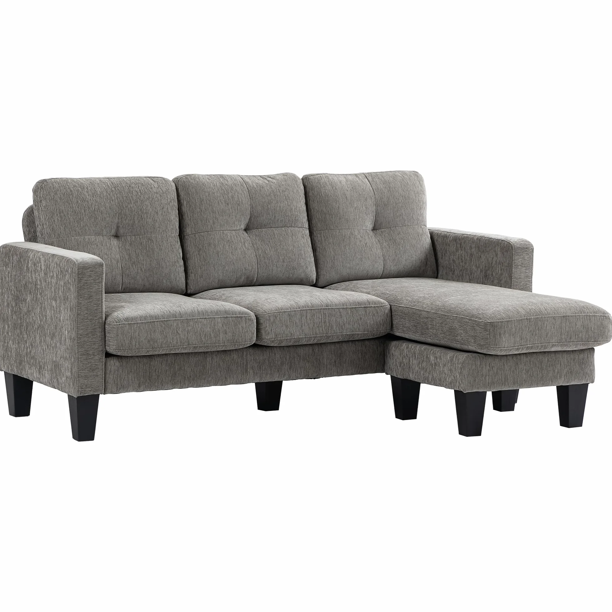 HOMCOM Sofá Chaise Longue Reversible, Sofá de 3 Plazas en Forma de L, Tapizado en Chenilla, Asiento y Respaldo Acolchados, Estructura de Acero, 186x130x84 cm, Marrón Topo