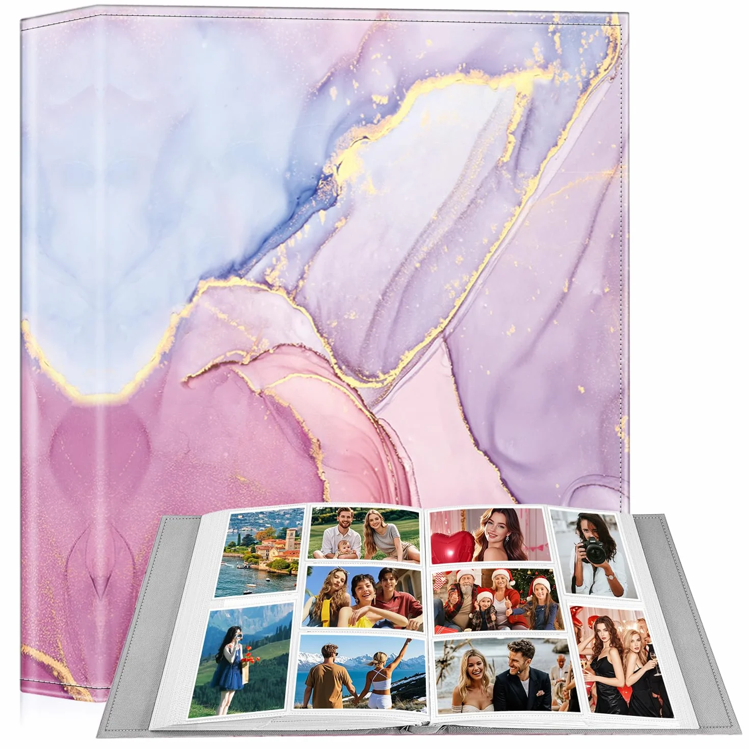 Fintie Álbum de fotos de 4 x 6 pulgadas, 300 bolsillos de gran capacidad, piel vegana de alta calidad, funda para libro de fotos familiar, boda, aniversario, bebé, vacaciones, mármol de ensueño