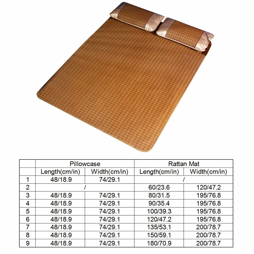 Les-Theresa Alfombrilla de dormir de verano, cama de bambú de verano, alfombrilla de ratán, plegable, suave, transpirable, absorbe el sudor, colchoneta de bambú para verano, ropa de cama fresca para el hogar, escuela, dormitorio, jardín
