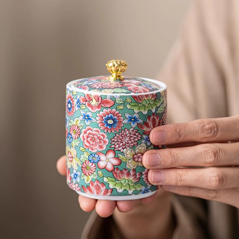 SDdPulse Tanque de almacenamiento de té, latas de té pequeñas de cerámica, latas vacías, latas selladas, latas de té, latas de porcelana, latas de té verde para el hogar, latas de té negro, tarro de
