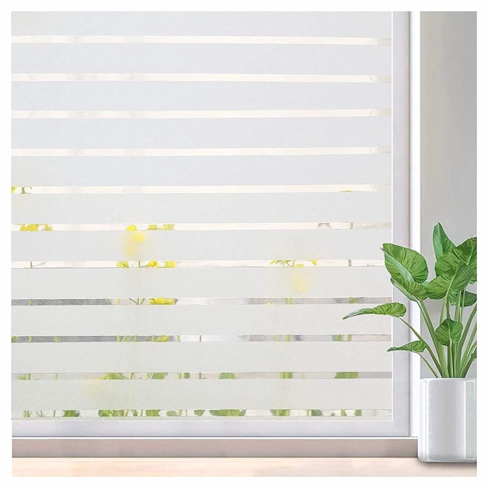 Película de ventana esmerilada para privacidad, no adhesiva, cubierta de vidrio decorativa para baño, oficina y hogar, fácil de aplicar, elegante y solución de privacidad para filtrar la luz