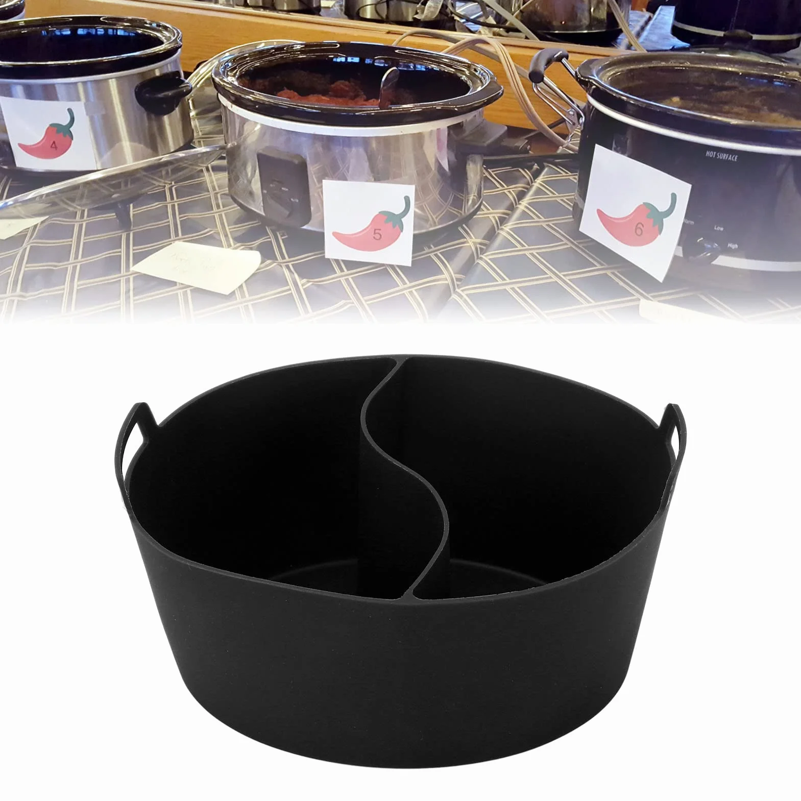 Revestimiento de Olla de Cocción Lenta, Silicona de Grado Alimenticio, Resistente a Fugas, Resistente Al Calor, Divisor de Olla (Negro)