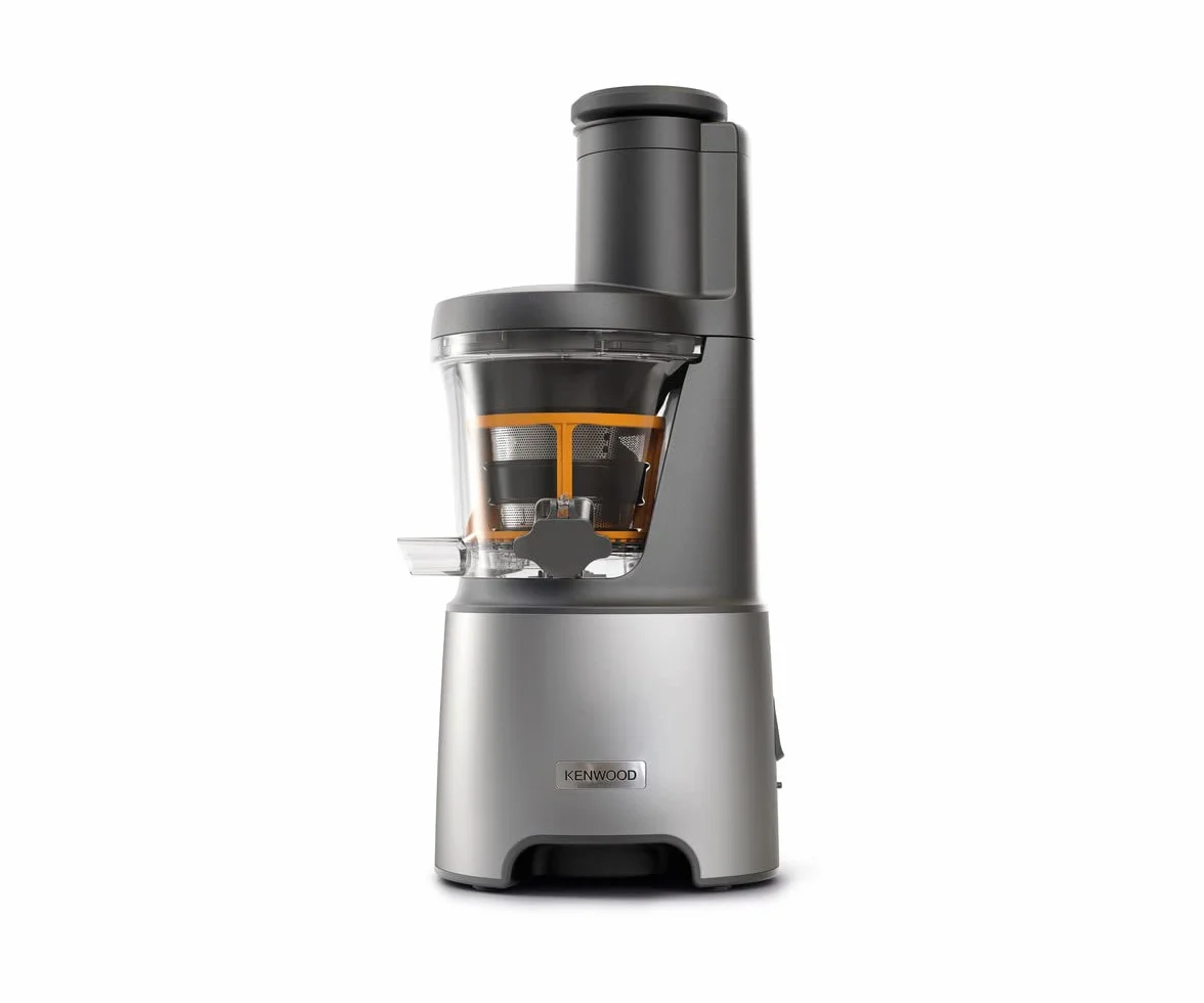 Kenwood PureJuice Pro JMP85.000SI, Extractor Zumo Verduras y Frutas con Recipiente para Pulpa y Jarra para Zumo, Tubo de Alimentación XL, Tapa Antigoteo, 230W, Plata