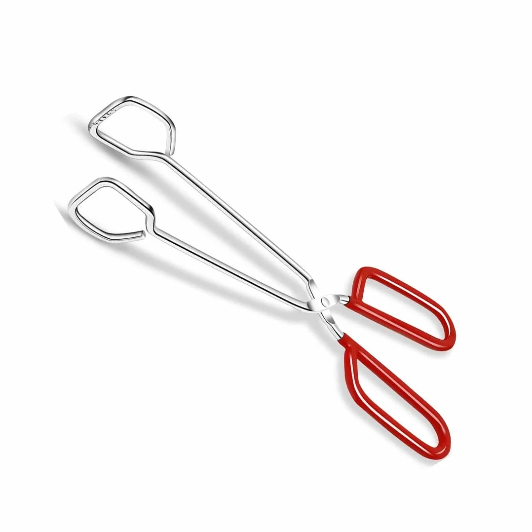 Pinzas de acero inoxidable con agarre antideslizante para servir pinzas en ángulo