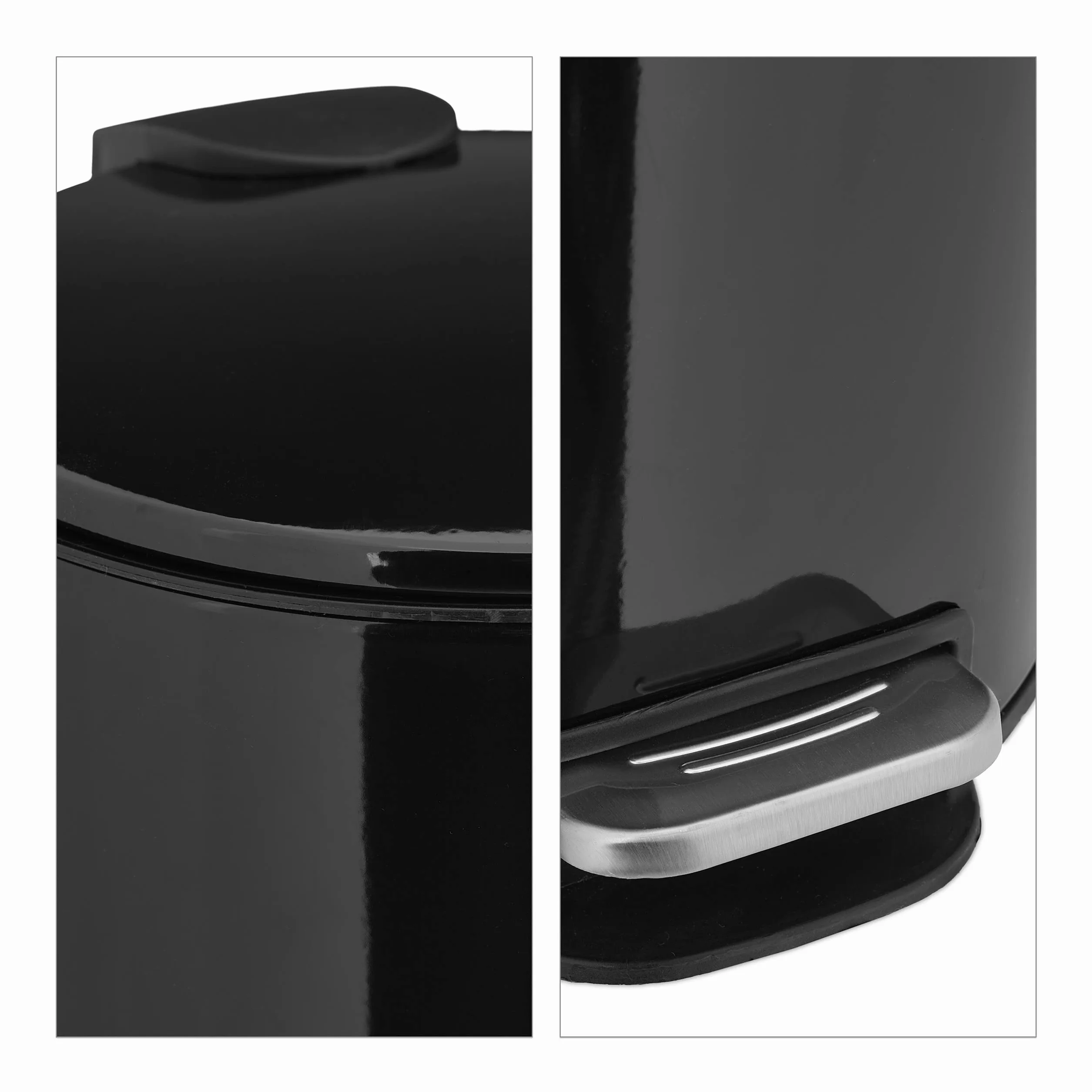 Relaxdays Cubo Basura 5 litros Mecanismo Automático Metal Negro