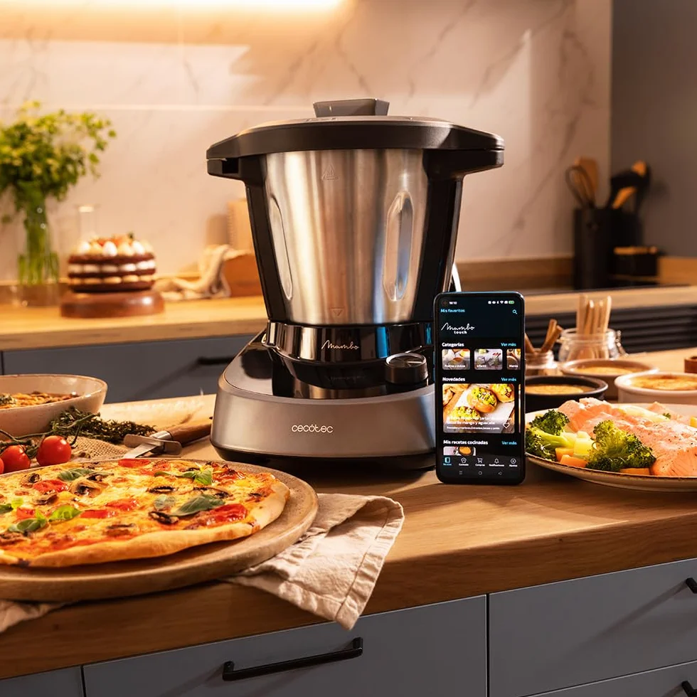 Cecotec Robot de Cocina Multifunción Mambo 11090. 1600 W, 37 Funciones, APP, Báscula y Jarra de 3,3 Litros de Acero inoxidable apta para Lavavajillas, Recetario y Accesorios