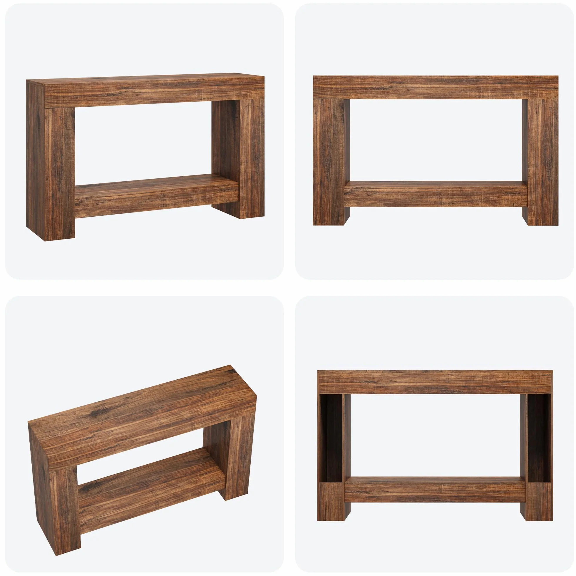 Garvee Mesa Consola Rústica De Madera para Entrada y Comedor - Diseño Compacto y Funcional con Doble Nivel y Estante Abierto Pasillos y Salones - Montaje Sencillo