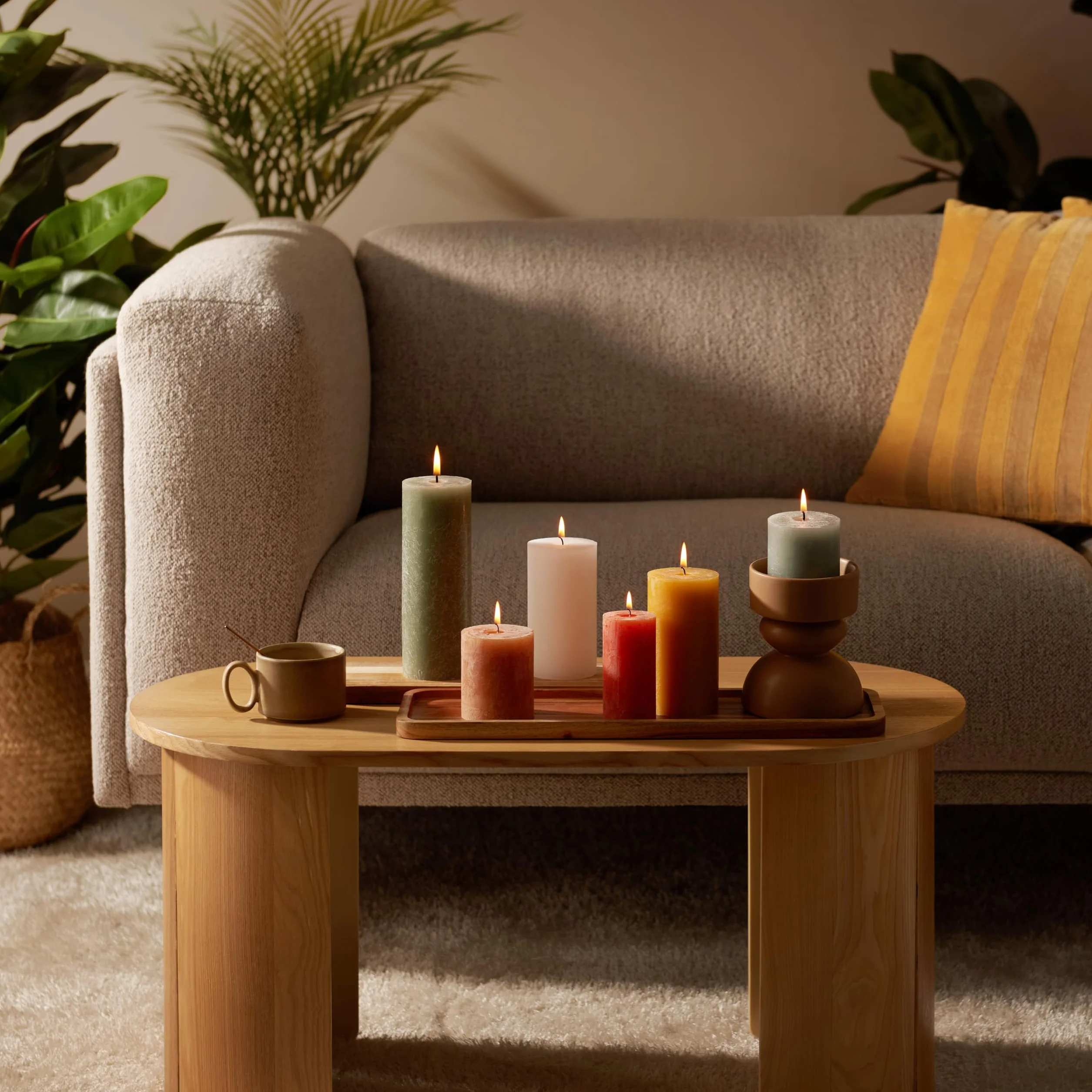 Bolsius Juego de 6 velas rústicas de pilar Retro decorativas para el hogar sin perfume cera vegetal natural