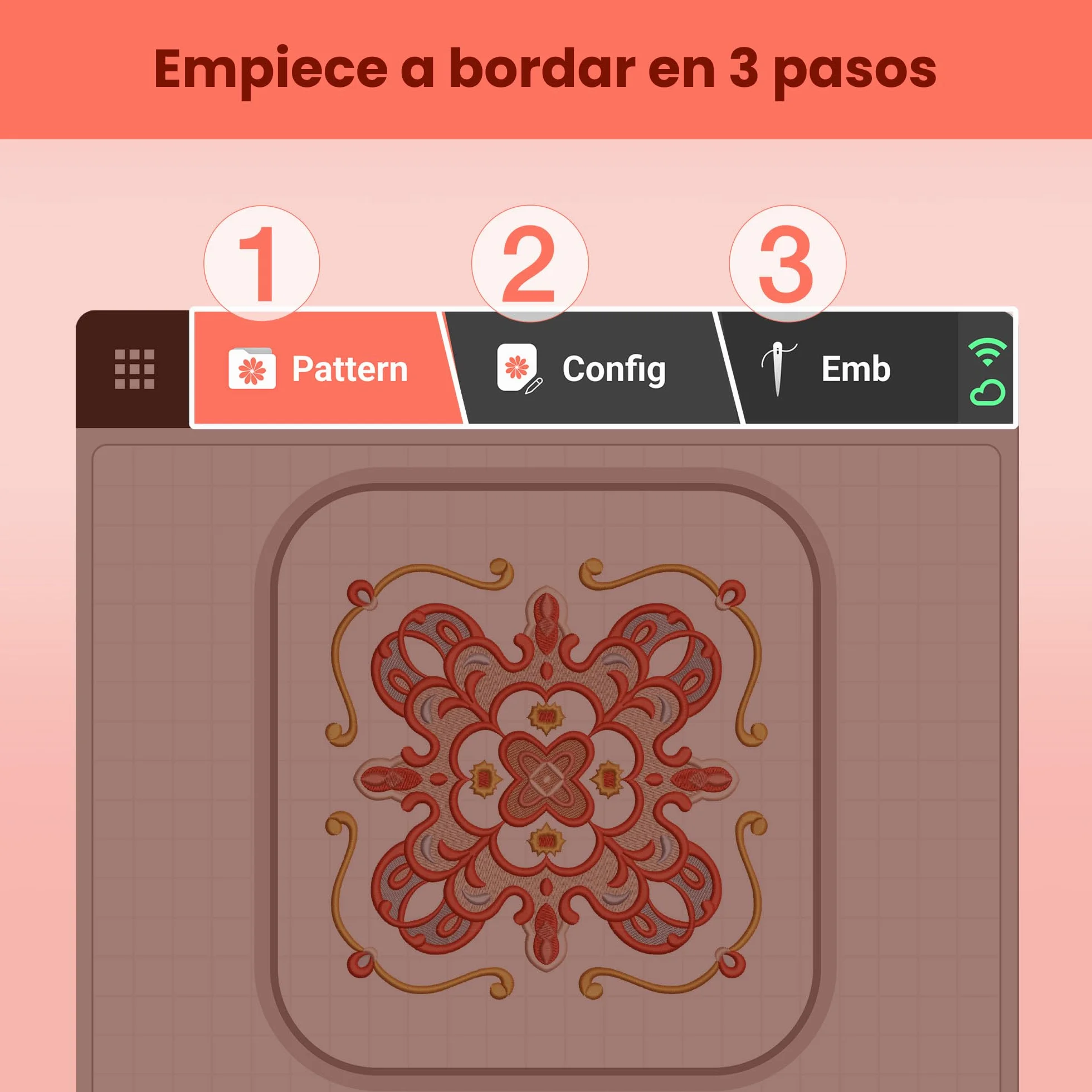 PooLin EOC06 Roja - Máquina de bordar, pantalla táctil, bordador digital, letras y patrones, máquina embroidery, para personalizar camisetas, polos, chaquetas, camisas, bolsos, toallas y más