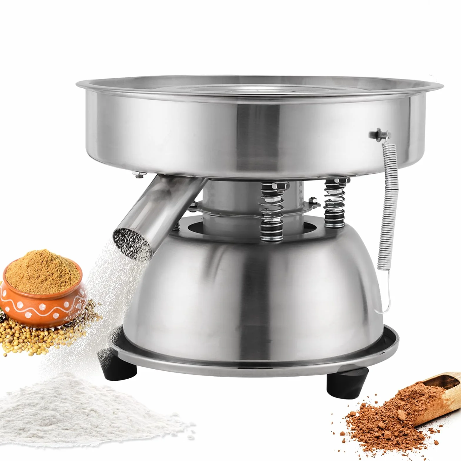 YUCHENGTECH Tamizador de Harina Electrica Tamiz Vibratorio Automatico Tamiz Eléctrico de Acero Inoxidable para Tamizar Harina/Cacao en Polvo 1150r/min 50W [Host, Sin Tamiz]