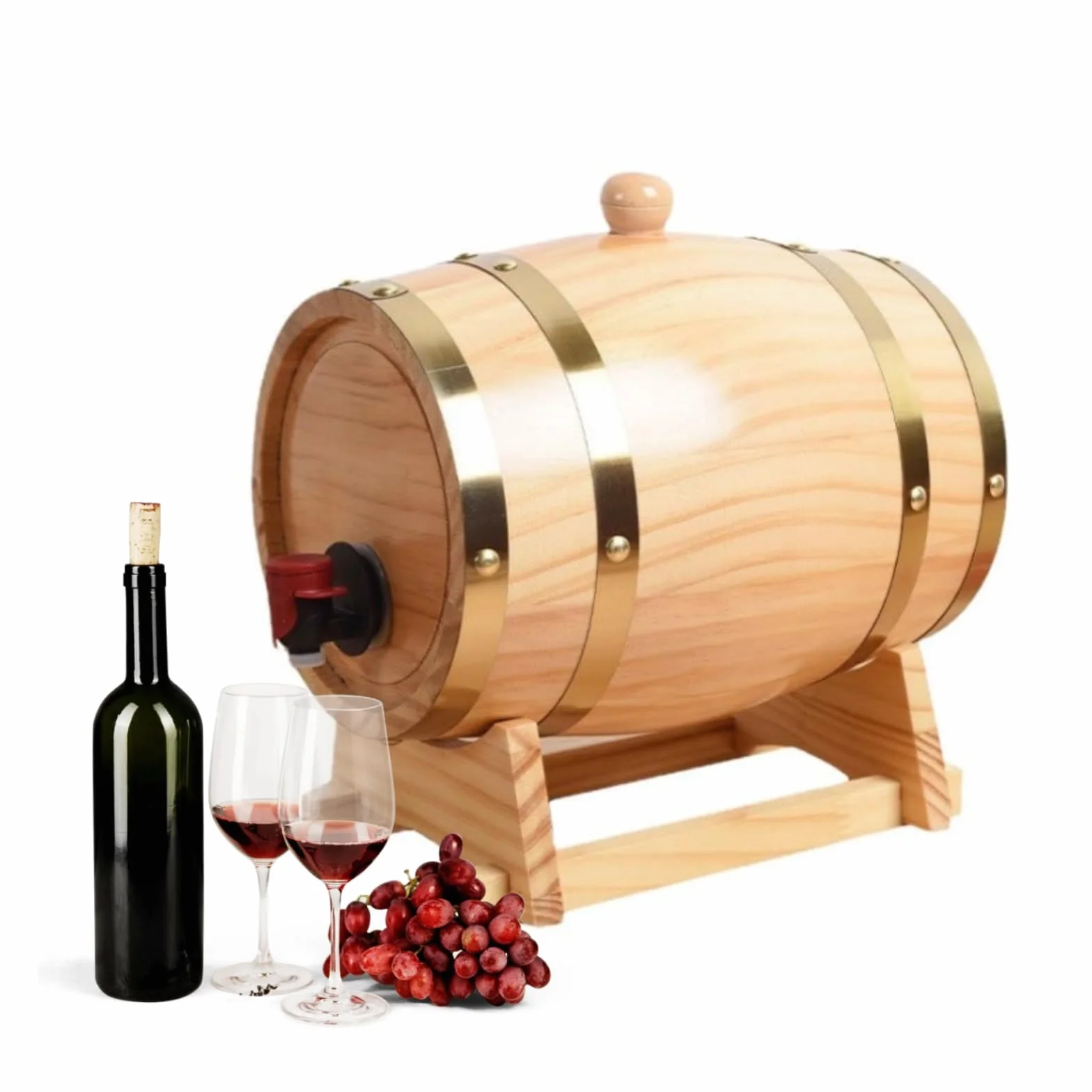 Topyond Pino De Vino, Barril De Bourbon De Madera, Barriles De Envejecimiento De Pino De Vino De Elaboración Propia, Barriles De Cerveza para Bar, Catering, Tienda De Barbacoas Y Amantes del Vino(3L)