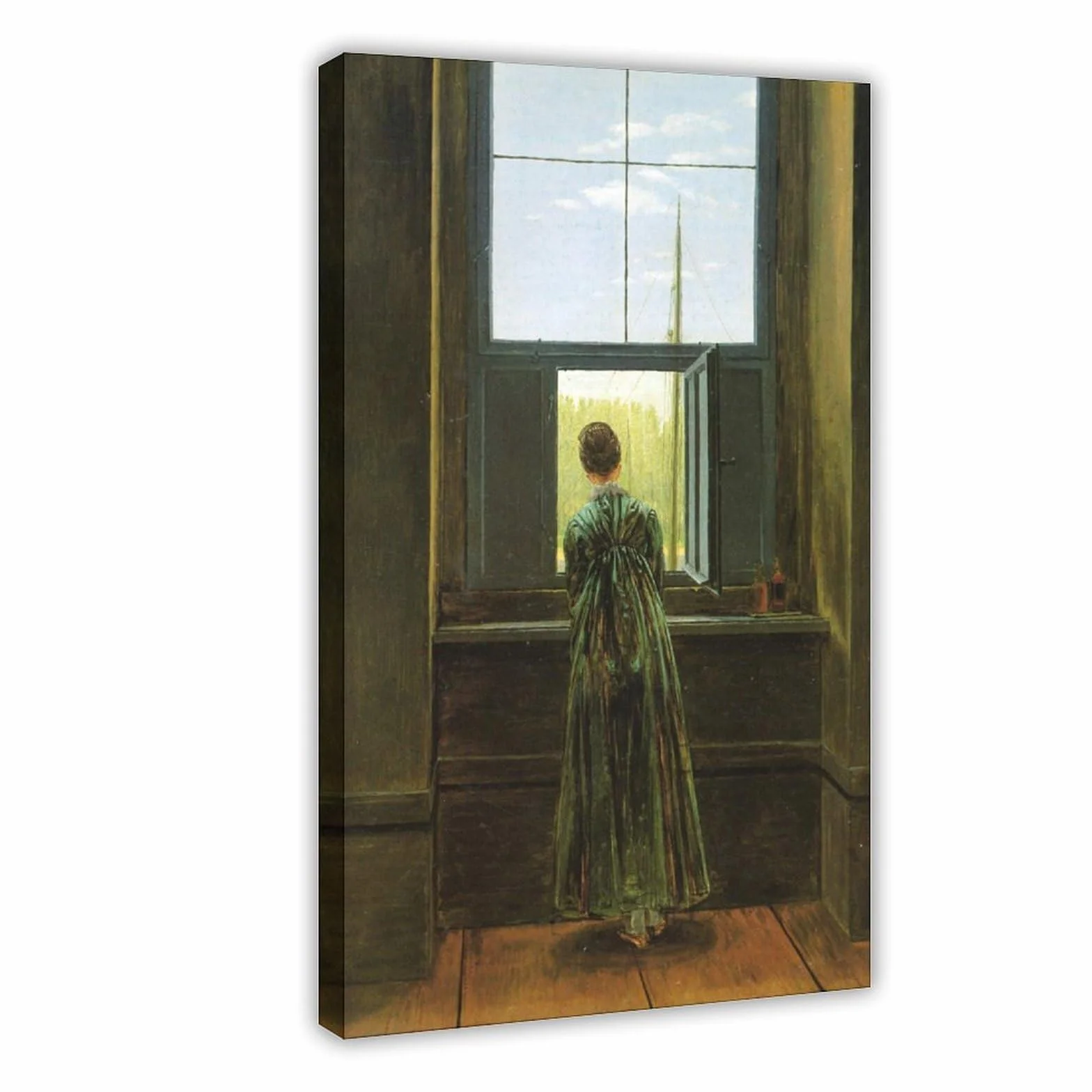 Póster de mujer en la ventana de Caspar David Friedrich para estética de habitación, lienzo para pared y marco impreso, 30,5 x 45,7 cm