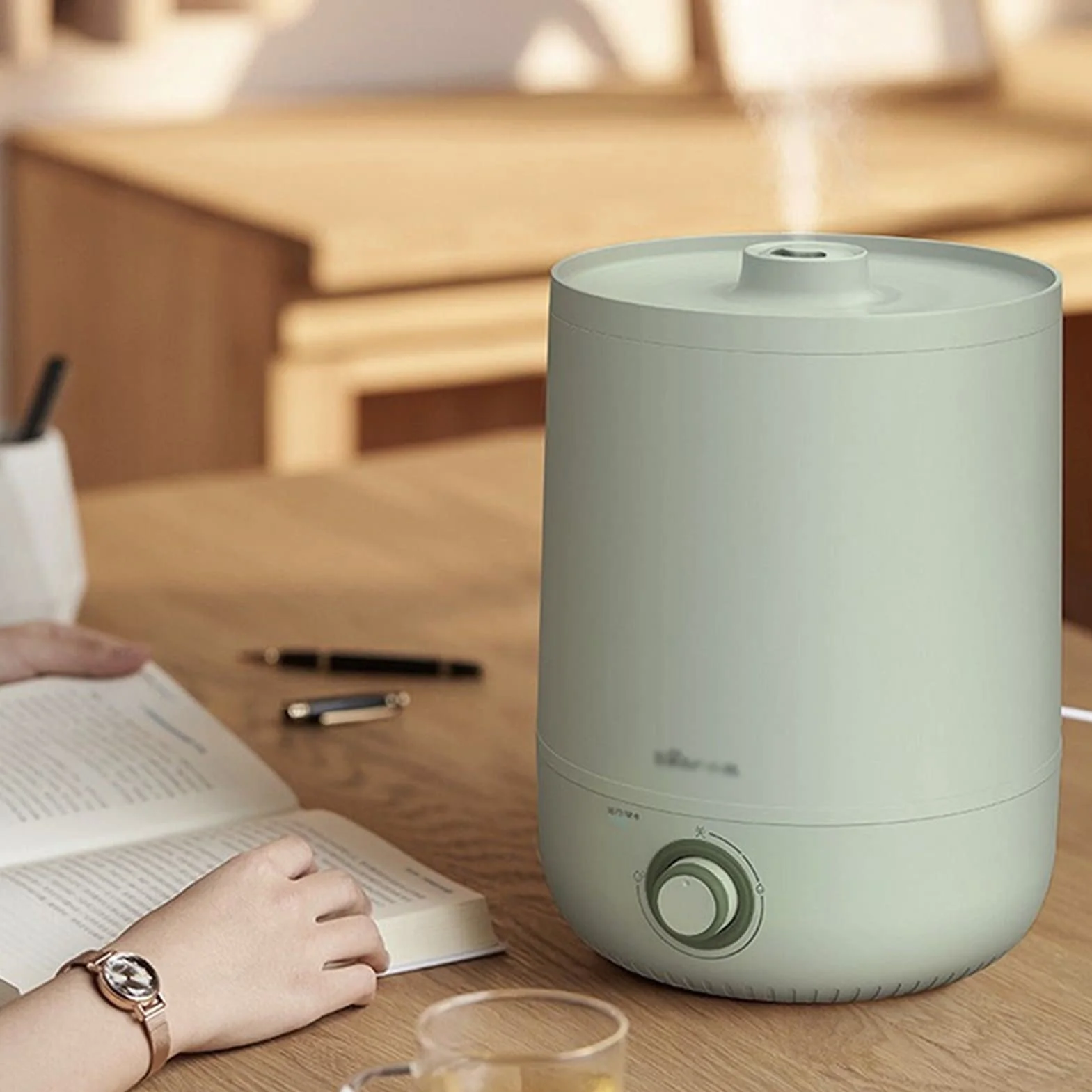 purificador de aire y humidificador 4.5L de humidificador de gran capacidad, apagado automático, humidificador de escritorio Top de relleno de aceite Difusores de aceite Humidificadores tranquilos for