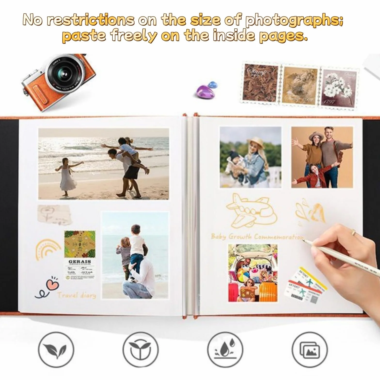1 álbum de fotos autoadhesivo, álbum de fotos, álbum de fotos, libro de fotos para personalizar, para regalos de boda, recuerdos de bebé, viajes, aniversario, cumpleaños, escuela (verde)