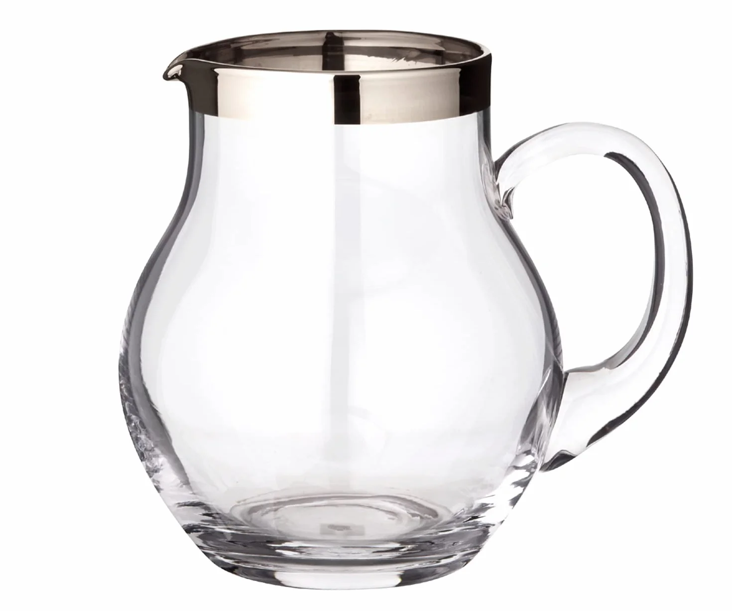 EDZARD Jarra Olivia, vidrio soplado con borde de platino, altura 16 cm, capacidad 1 litro, cántaro, jug, taza, pitcher, jarron, para agua, zumo, té helado