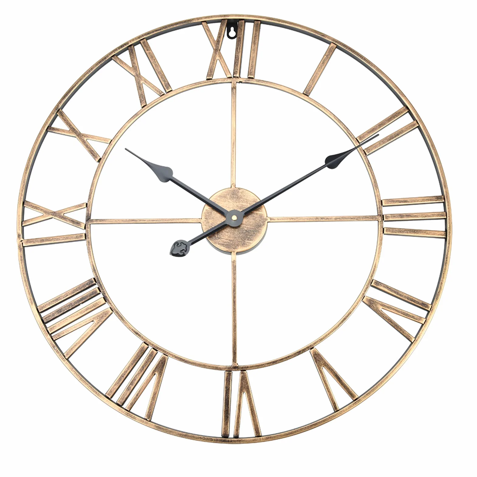 Relojes De Pared De Metal Grandes, Reloj De Granja Moderno, Hierro Antiguo, Números Romanos, Decoración De Cocina, Sala De Estar Y Baño(金色 60cm)