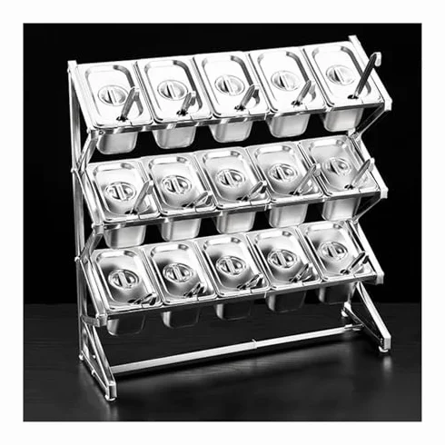 Organizador de almacenamiento de cocina expandible con estante para encimera, dispensador de especias y alimentos para cocina, buffet, solución de ahorro de espacio, fácil acceso a condimentos