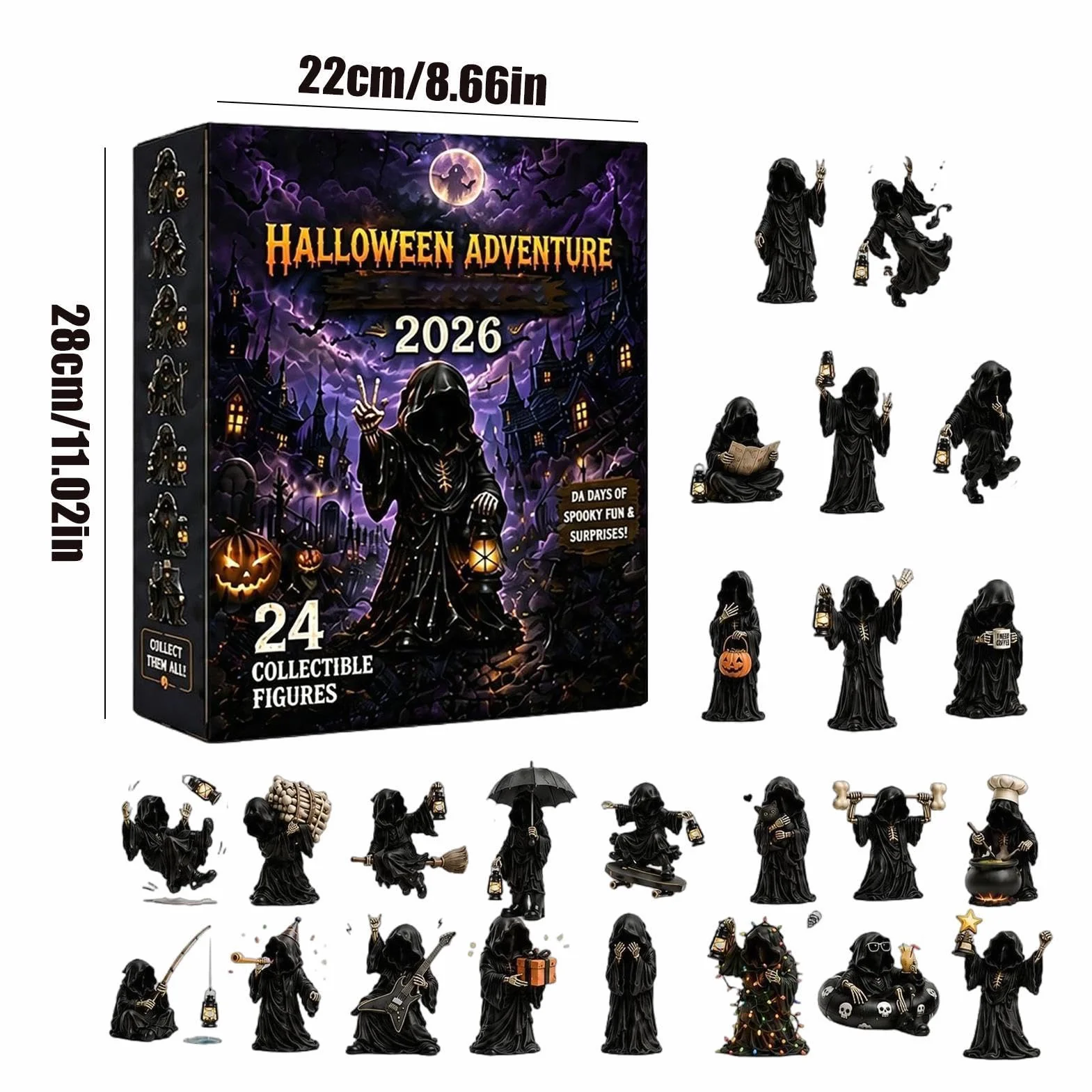 Calendario Cuenta Regresiva Halloween Con Figura Recuerdo Coleccionable | Calendario De Cuenta Regresiva Con De Fantasma Para Adultos Adolescentes Árbol Repisa Jardín
