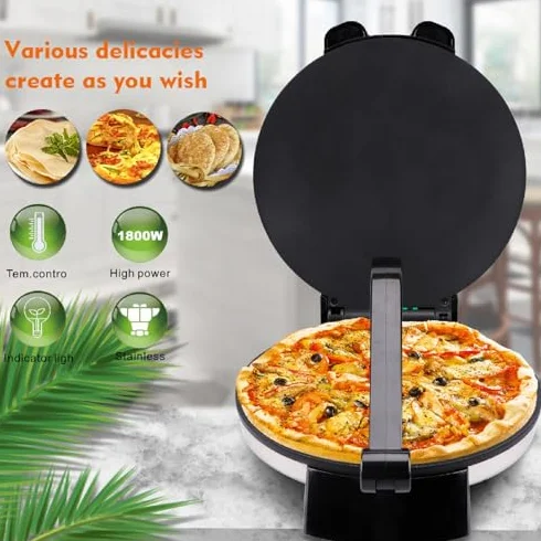 Máquina para hacer torti eléctrica,1800W Máquina para hacer torti con mango antideslizante y antiquemaduras para Chapati Tortilla Burrito Burrito para el desayuno