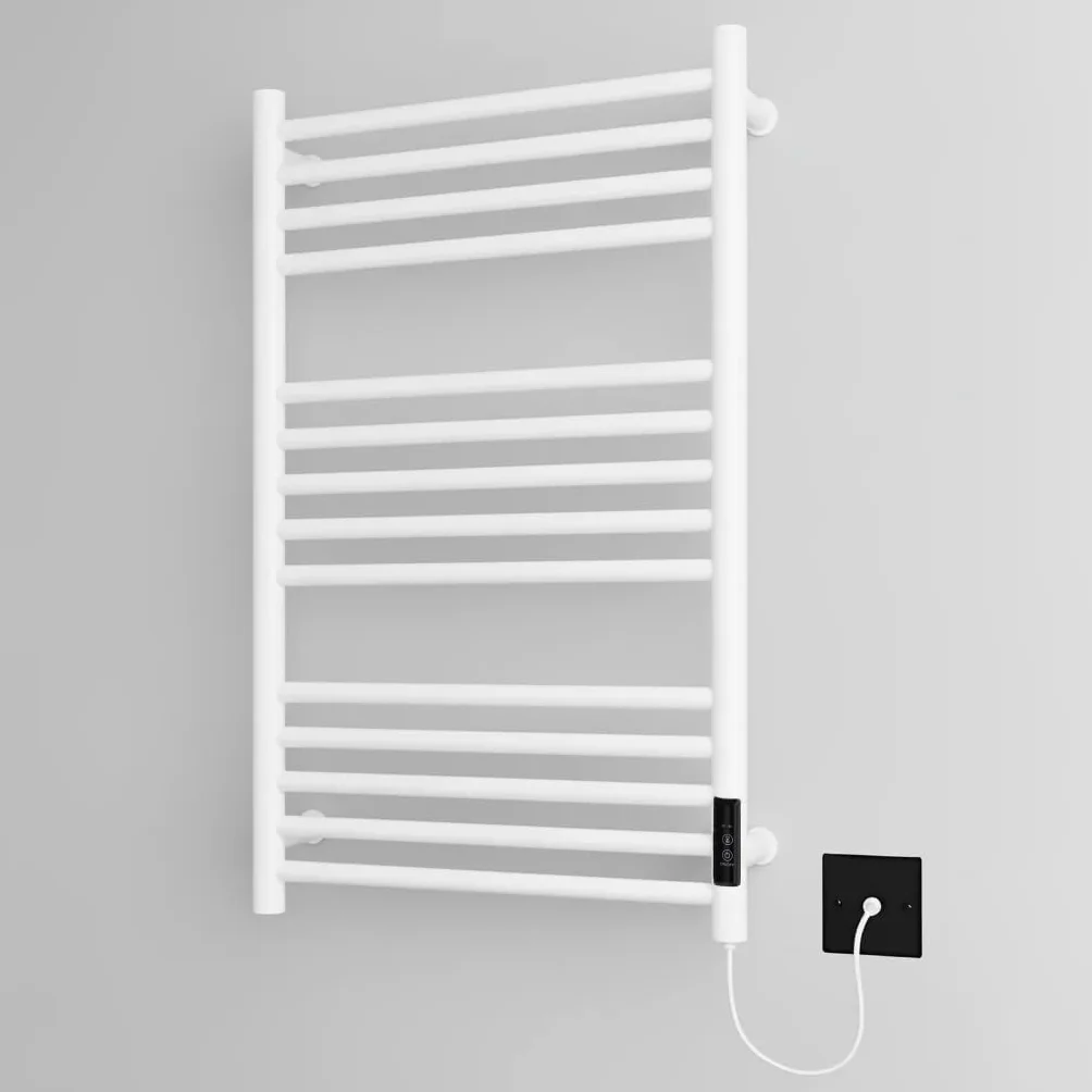 Manissa Toallero de acero inoxidable eléctrico con función de secado, blanco, 500 x 720 mm, calentador de toallas energéticamente eficiente