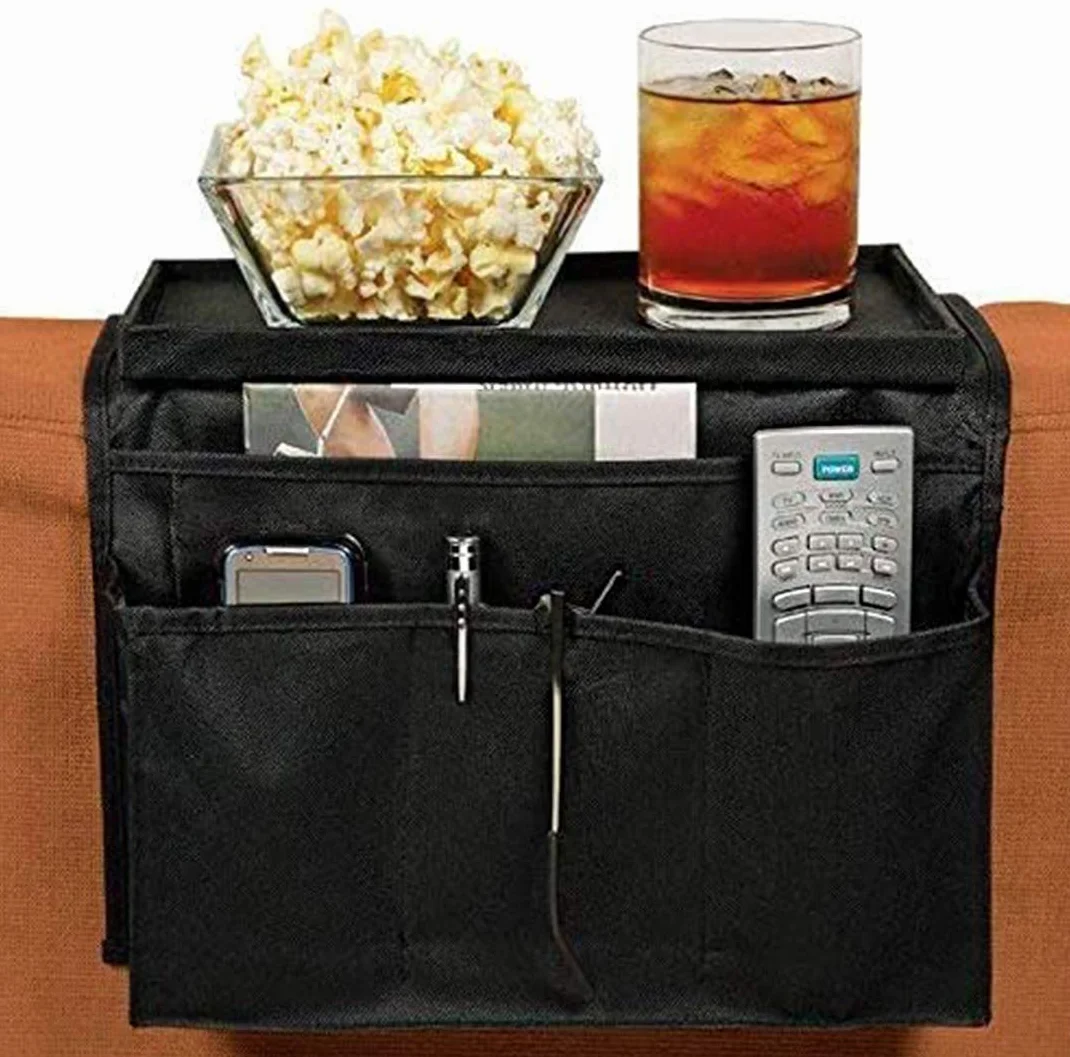 Organizador de reposabrazos para sofá Caddy TV, soporte almacenamiento teléfono, tabletas, revistas, libros, gafas
